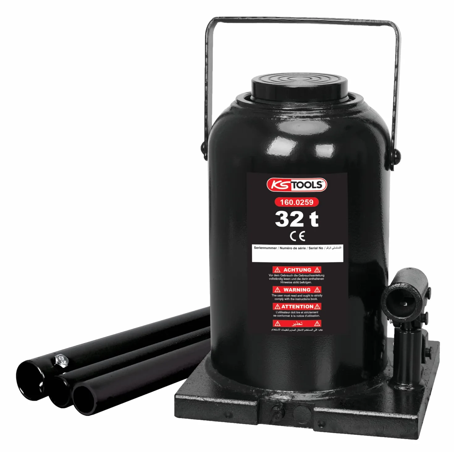 KS TOOLS 160.0259 Cric idraulico per bottiglie – Capacità 32 tonnellate
