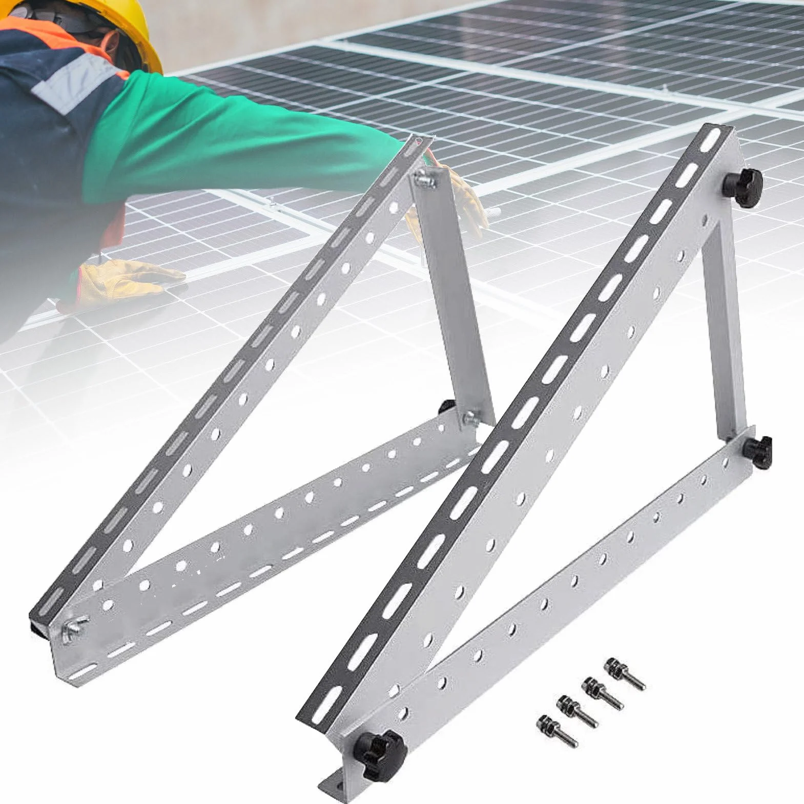 Staffa di montaggio solare regolabile, 22"/28"/41", staffe di montaggio inclinabili per pannello solare, angolo di supporto regolabile, kit di montaggio per camper, tetto, barca, qualsiasi sistema