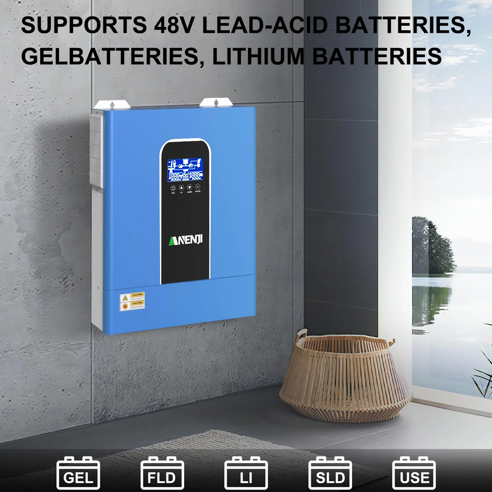 Inverter ibrido 11000 W, 48 V, funziona senza batteria, funzione parallela, max PV 500 Vdc, inverter sinus puro 230 V, regolatore MPPT 120 A, per batterie al litio