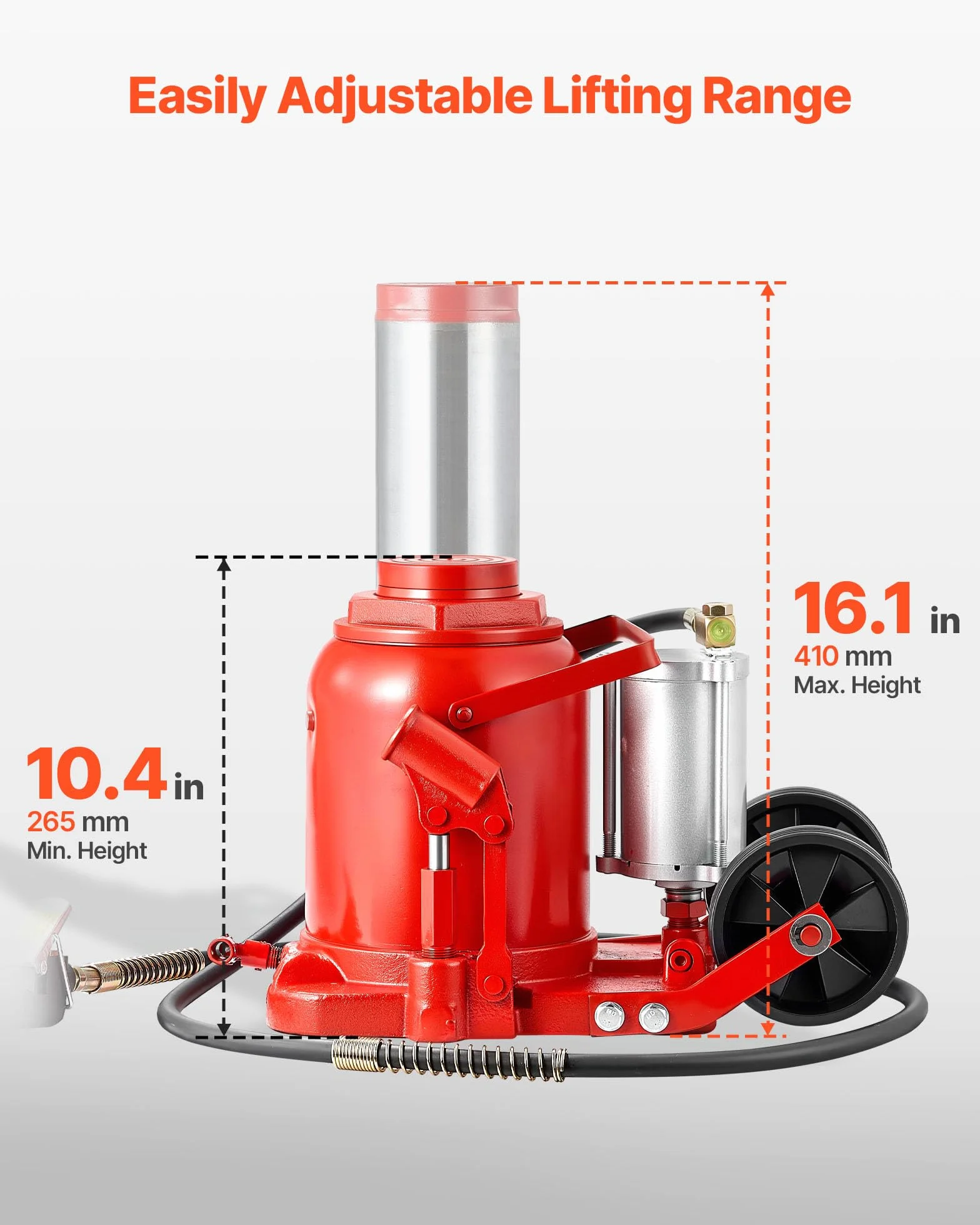 VEVOR Martinetto Idraulico a Bottiglia per Auto Carico di 50 t, Cric a Bottiglia Saldato per Impieghi Gravosi Pneumatico o Manuale con Pompa per SUV, Camion, Camper, Riparazione Auto, Rosso