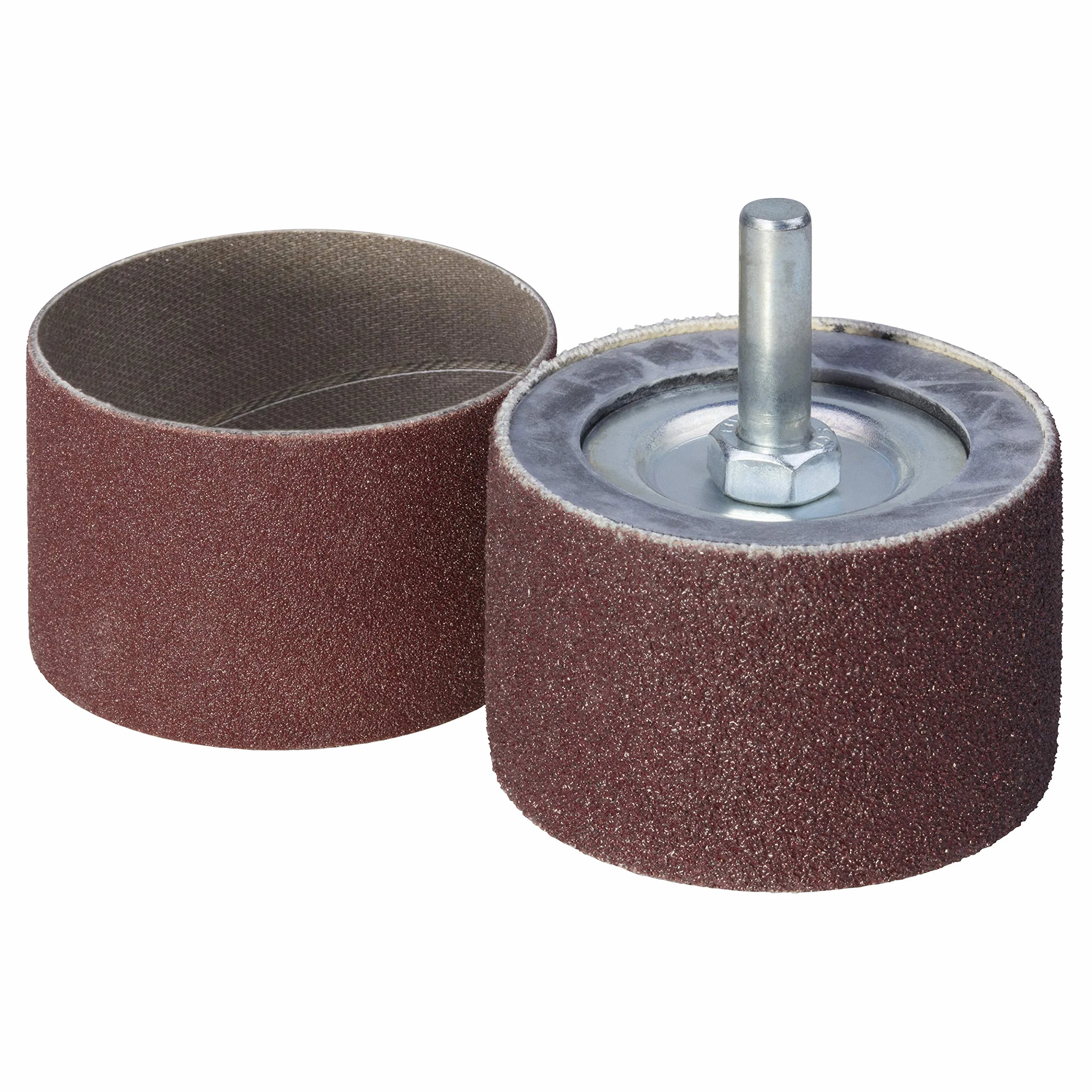 wolfcraft Cilindro abrasivo Ø 45 mm - Set con 2 nastri abrasivi I Grana 80, 150 I Per legno, metallo, plastica I Gambo cilindrico da 6 mm I Per trapani - 2038000