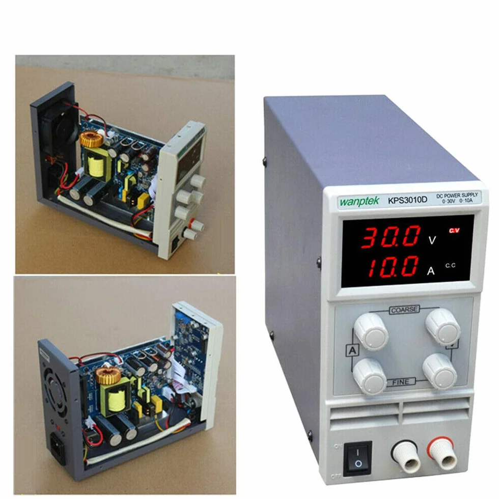Alimentatore di rete DC regolabile, 0-30 V, 0-10 A