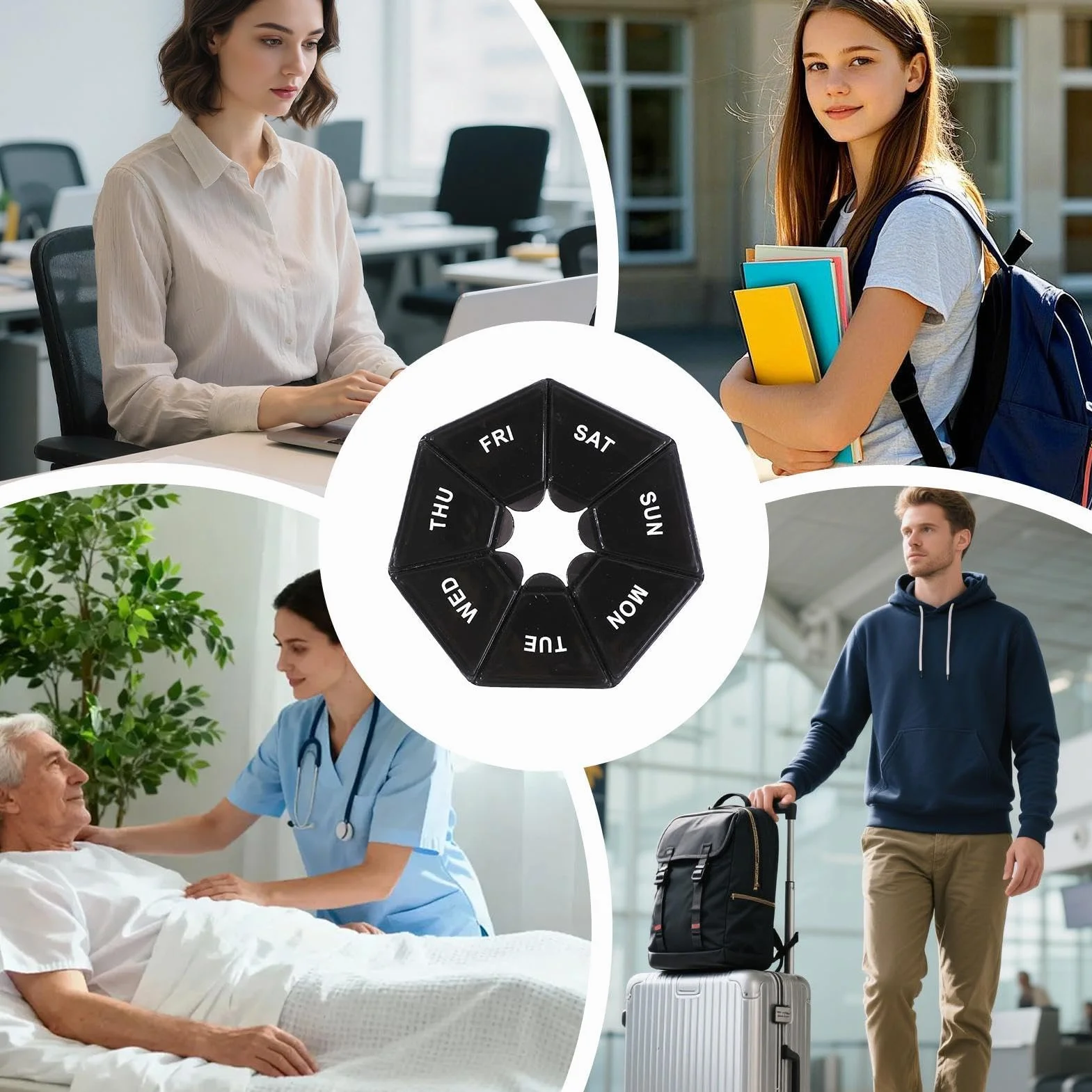 Portapillole Settimanale - 7 Scomparti Per Compresse - Contenitori Portapillole Con Coperchio Ermetico Anti-Umidità Da Viaggio | Per Anziani Bambini Donne Borsa Tasca Casa Lavoro Viaggio