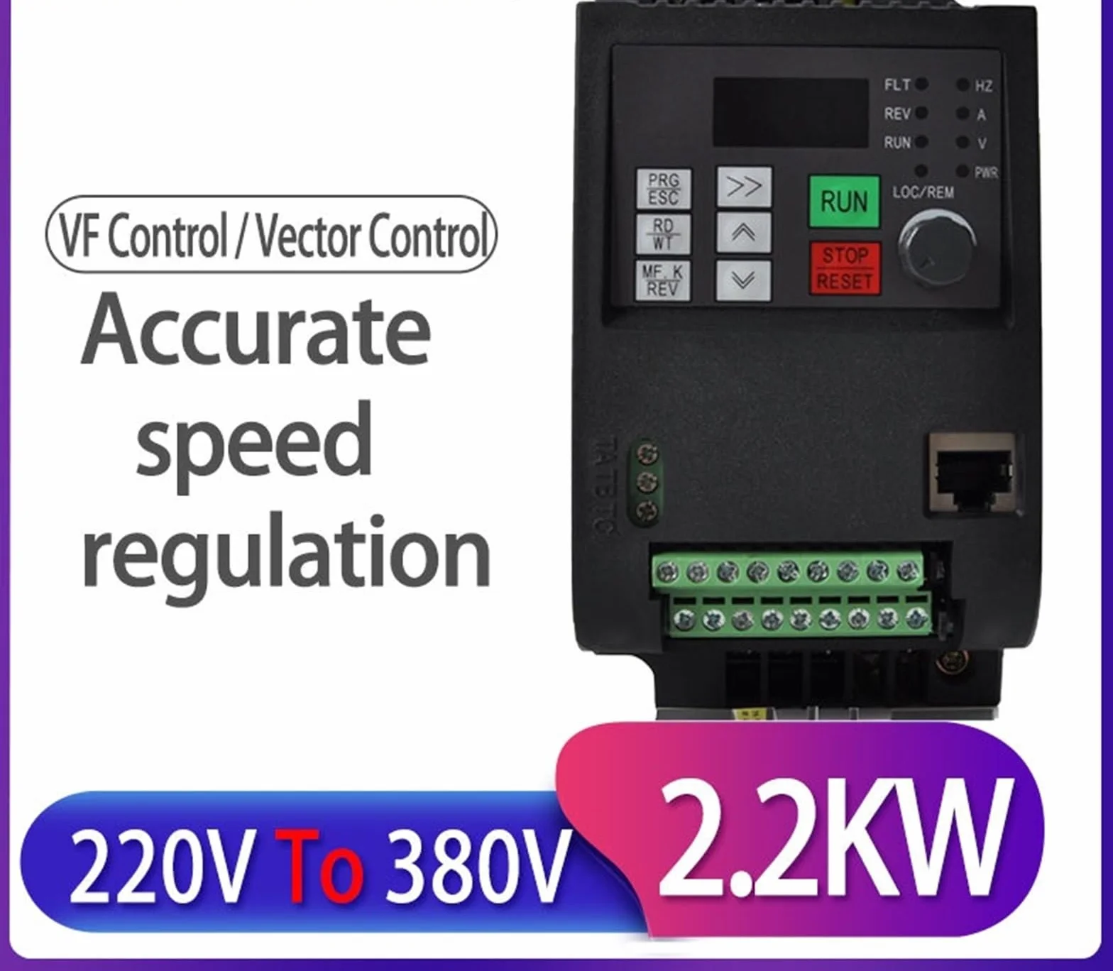 WK310 Inverter 2.2KW 1P-220V Ingresso e Uscita Reale 3P-380V Uscita Ingresso Elettrico Domestico e Uscita trifase 380V VFD(2.2KW 220V to 380V)