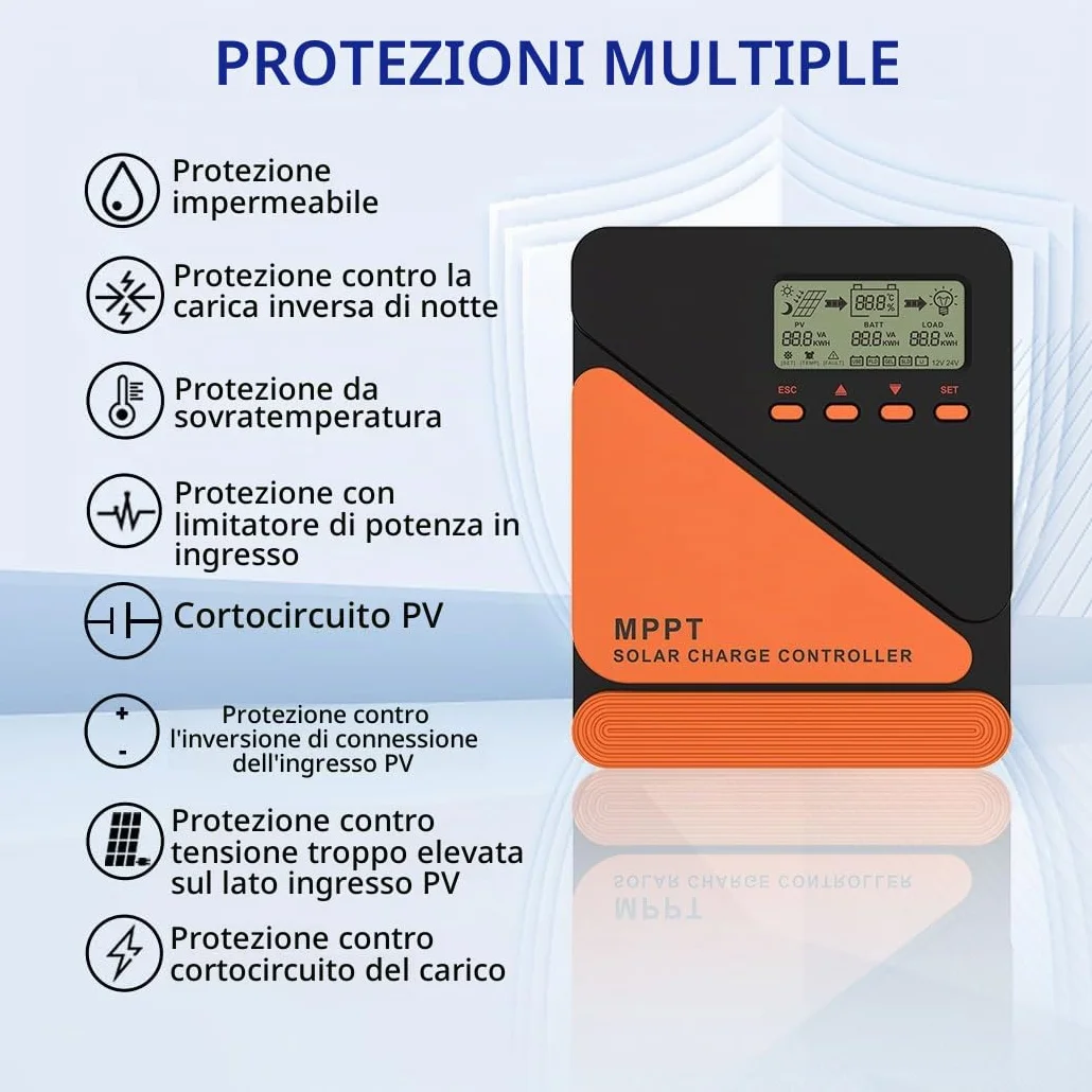 Y&H MPPT 40A Pannello solare regolatore di carica 12V 24V Auto Doppio USB Display LCD MAX 100V ingresso PV Per Batterie Al Piombo/LifePO4 Regolatore Intelligente Pannello Solare