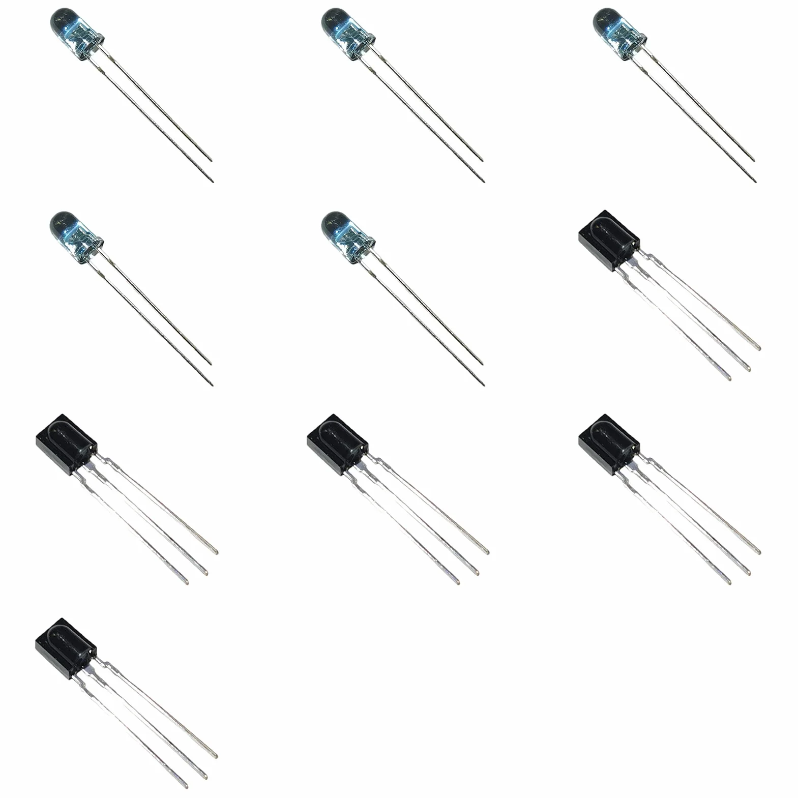 10 moduli ricevitore IR (5 pezzi TSOP38238+5 pezzi TSAL6200) e ad alta potenza a infrarossi diodo emettitore 5 mm 940 nm.
