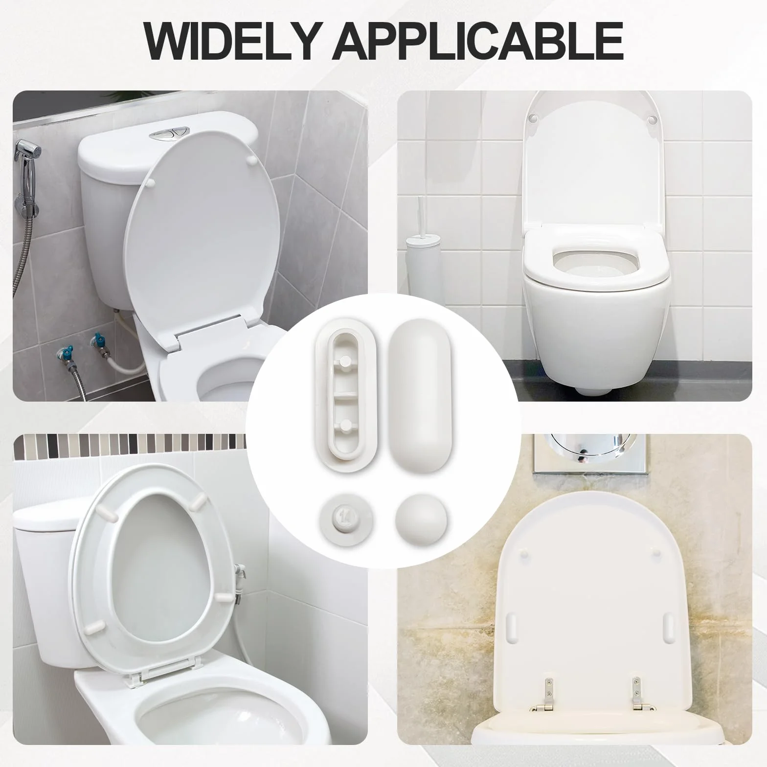 Kit Completo 12 Pezzi per Sedile WC Paracolpi Fissaggi Gommini Universali Bianco