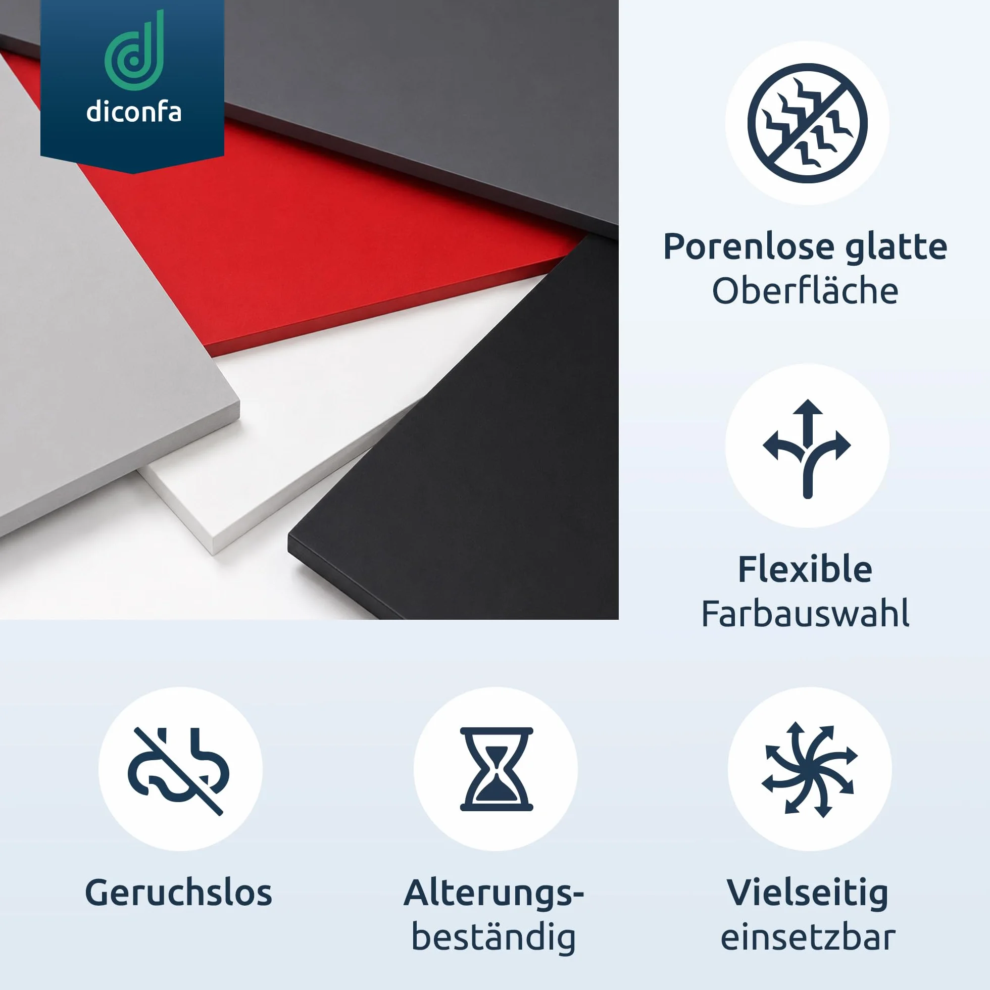 diconfa Lastra in PVC su misura grigio scuro spessore da 1 a 100 mm - Selezione 100 x 300 mm (10 x 30 cm), 10 mm - opaco satinato superficie liscia e priva di pori pellicola protettiva su un lato