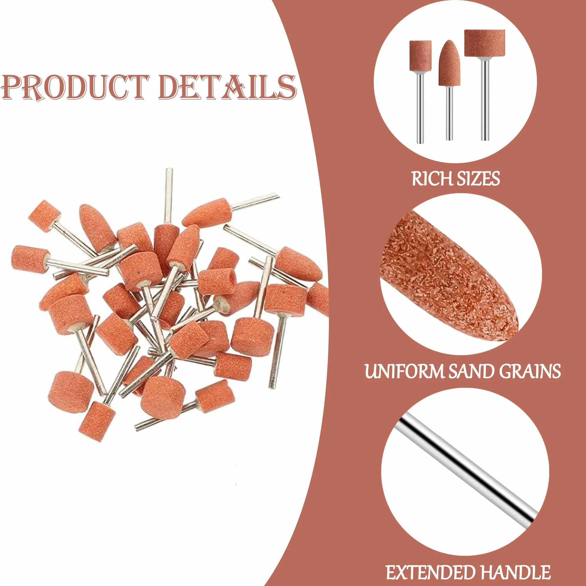 3MM Testa di Mole Montata, Multifunzione Set di Punte Abrasive in Pietra Mola con Gambo da 1/8", Accessori per Mole Set, Professionale Testa di Lucidatura per Smerigliare e Affilare Lucidatura