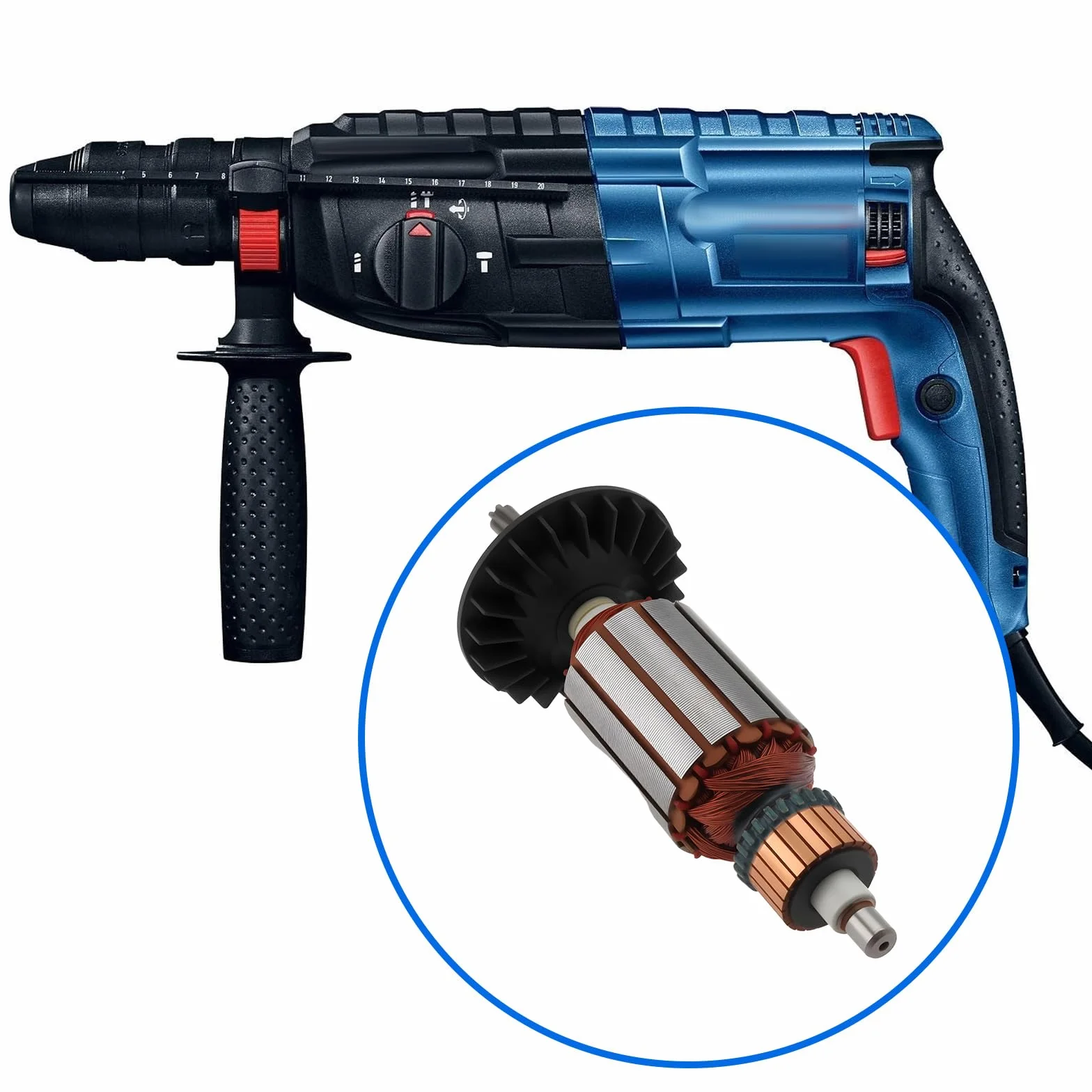 EMSea Rotore Per Indotto Per Trapano A Percussione Elettrico 6 Denti 1614010227 Compatibile Con Bosch GBH 2-24 DSR GBH 2 SR GBH 2-24 DFR