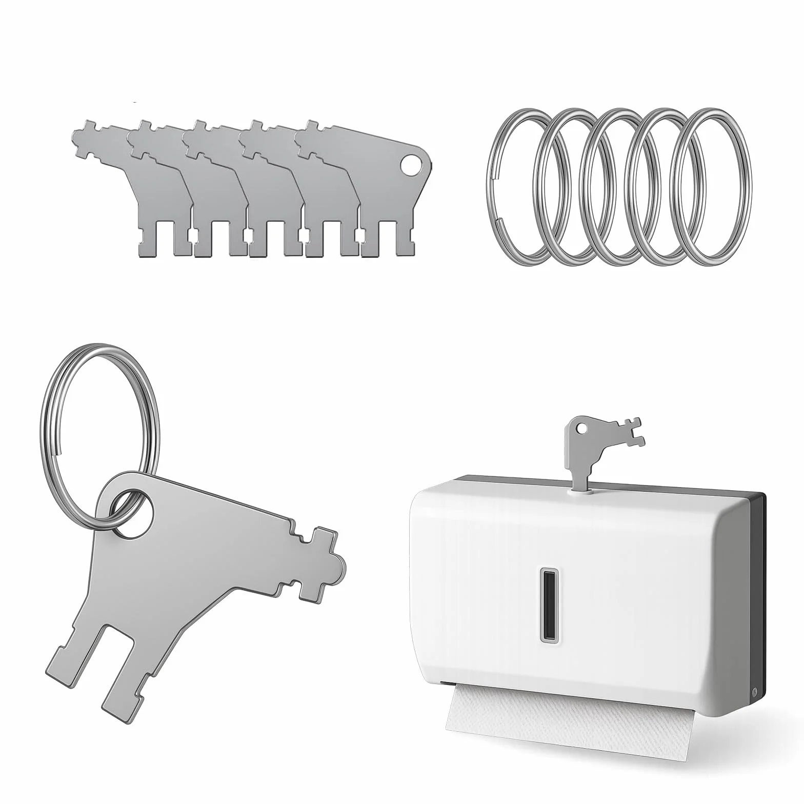 Chiave per Dispenser Carta Igienica in Metallo Set 5 Pezzi Compatibile Georgia Pacific Tork SCA San Jamar