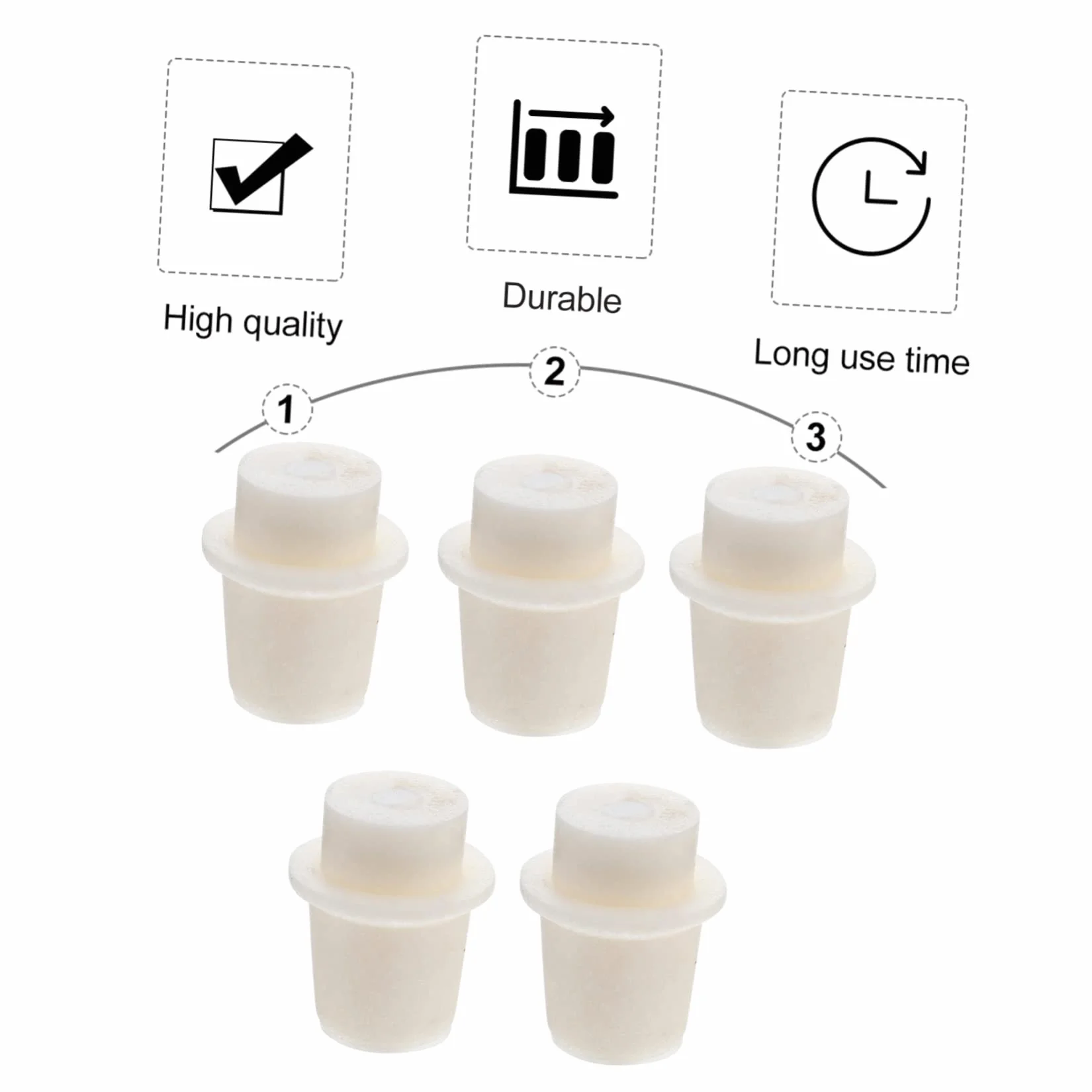 Tappo Bottiglia in Silicone Beige 5 Pezzi ULTECHNOVO, Tappo di Tenuta Resistente al Freddo per Provetta e Laboratorio