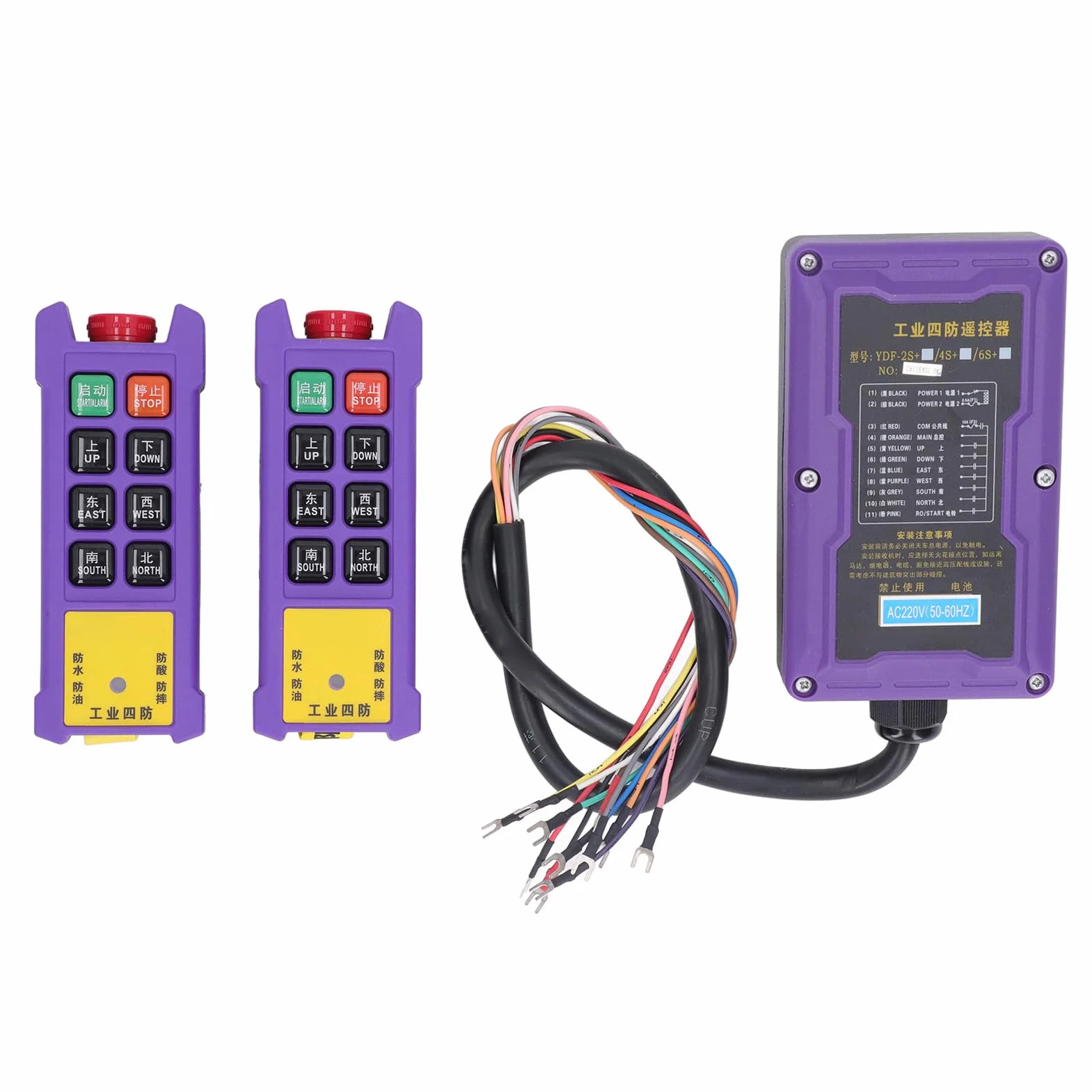 Yosoo Health Gear Kit Telecomando per Paranco Elettrico, Telecomando Wireless per Gru in Nylon con Protezione IP67, Portata 300 M, 2 Trasmettitori e Ricevitore LED per Ascensori Industriali (nylon3)