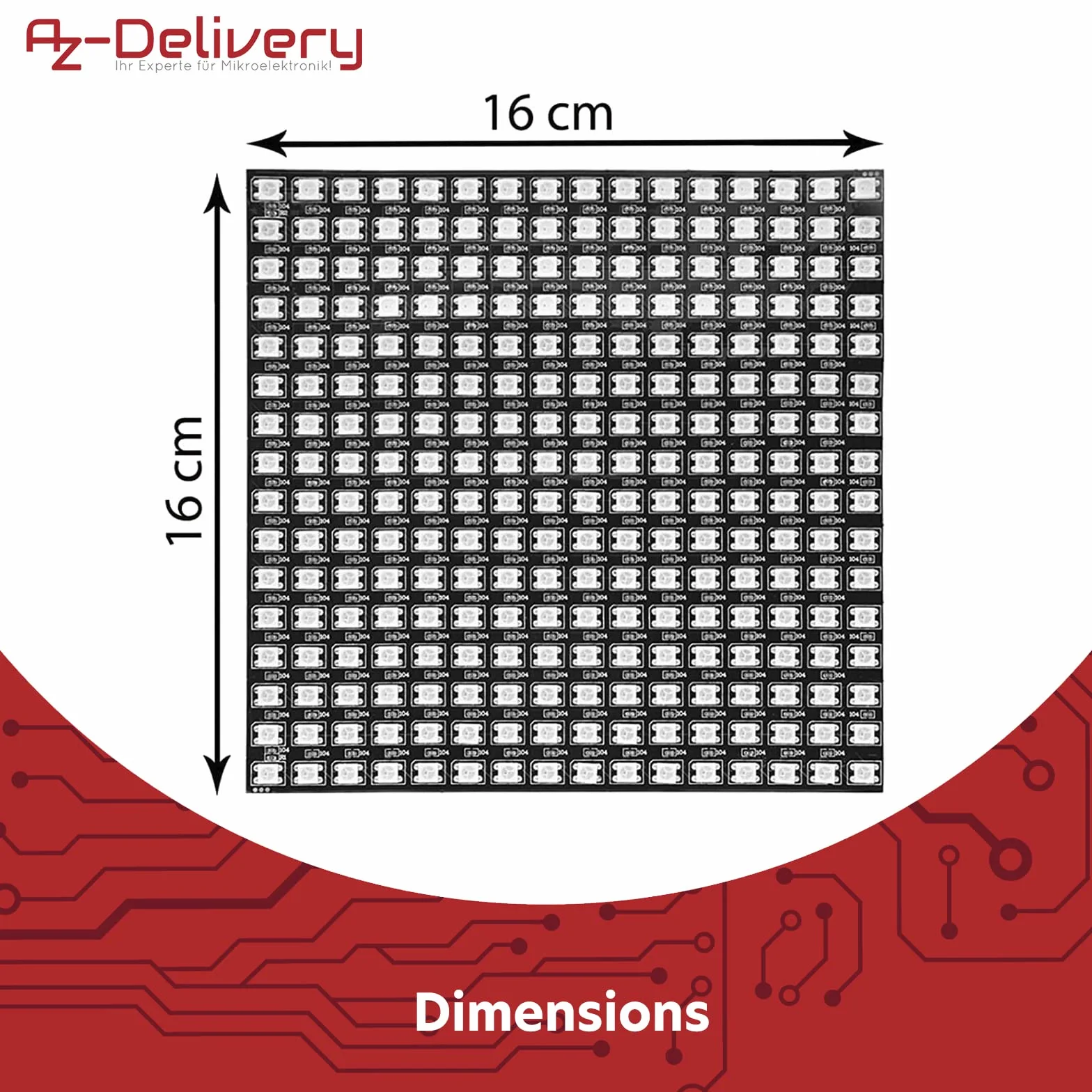 AZDelivery 5 x Pannello LED RGB WS2812B 16x16 256 LEDs Modulo Led flessibile 5050SMD IC Funzioni di colore pieno indirizzabile singolo con DC5V compatibile con Raspberry Pi