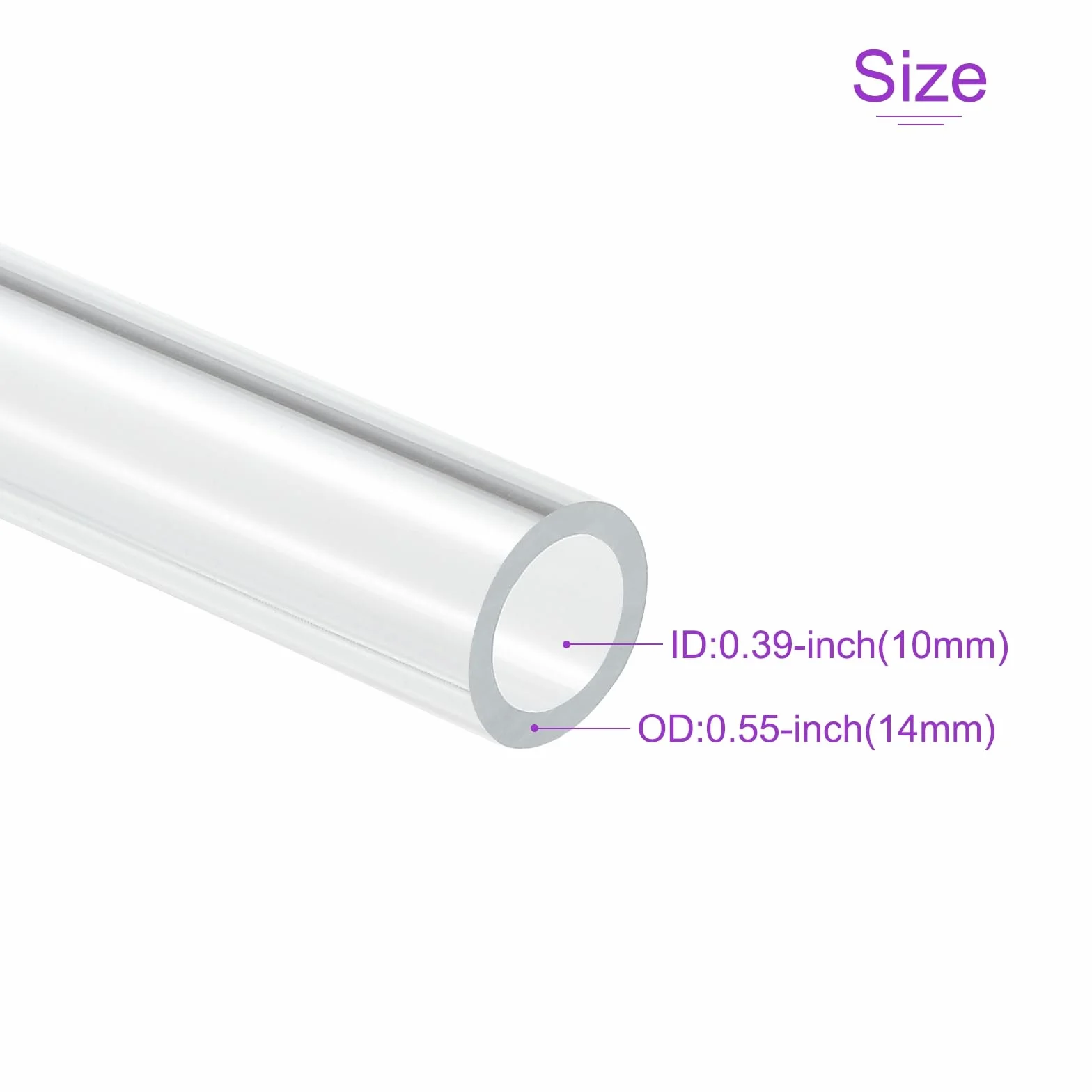 DMiotech 4Pz Tubo in Plastica Rigida di Acrilico Trasparente 10mm x 14mm (3/8" x 9/16") 10" per Tubi Acqua Acquario, Sistemi di Raffreddamento ad Acqua, Idraulica