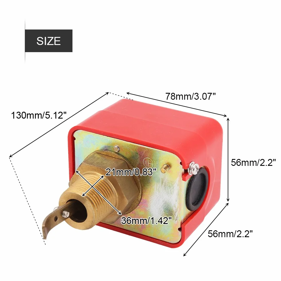Akozon Flussostato Acqua R3/4 SPDT 15A 250V IP54 Pompa Rame Sensore Interruttore Flusso a Paletta