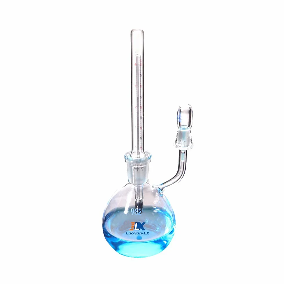 Flacone a gravità specifica, fondo piatto da 50 ml con termometro, picnometro in vetro da laboratorio (50ml)