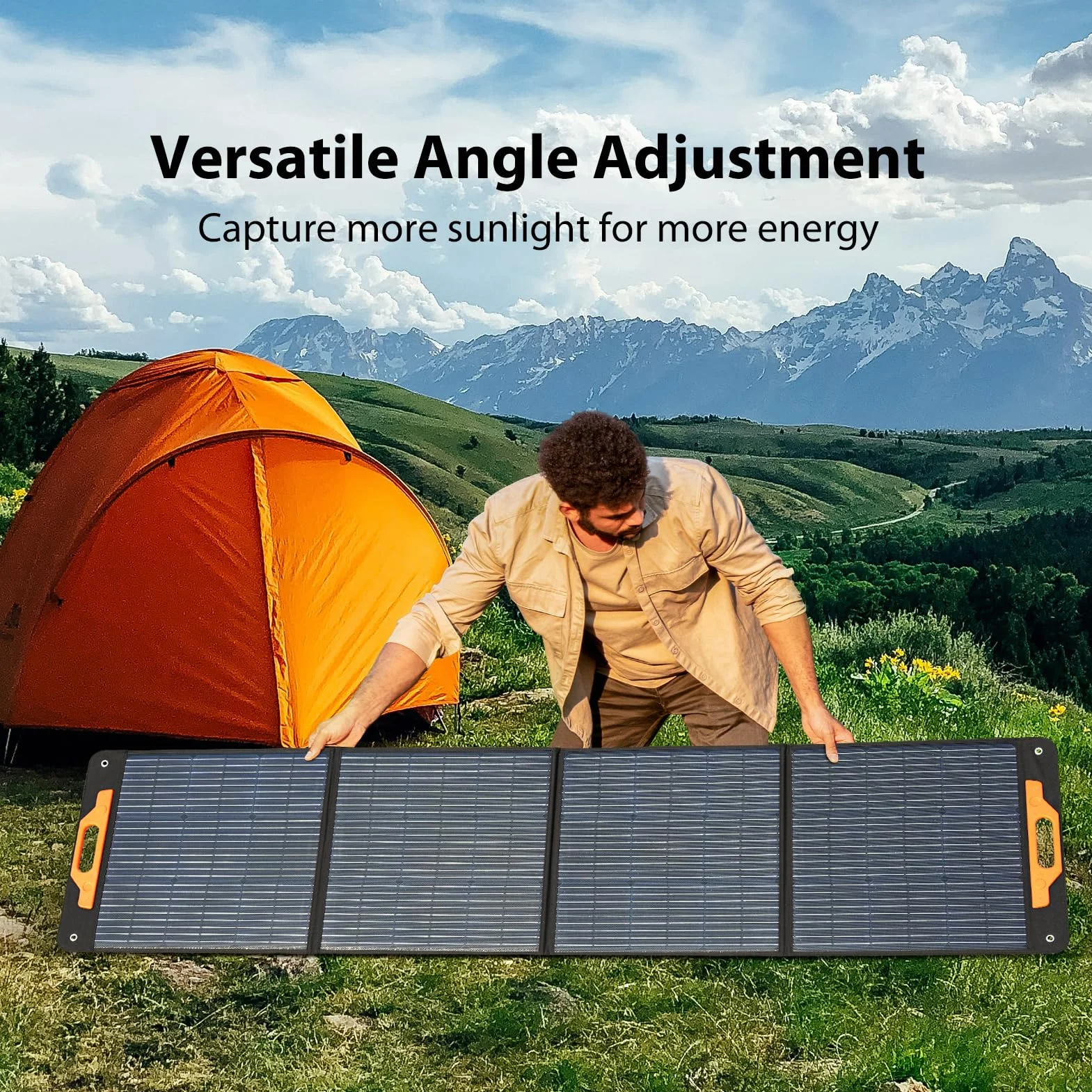 Pannello Solare Pieghevole PM200 200W 23% di efficienza Celle monocristalline IP65 Idrorepellente con Cavo 5 in 1 Pannello Solare Portatile per Stazione di Alimentazione