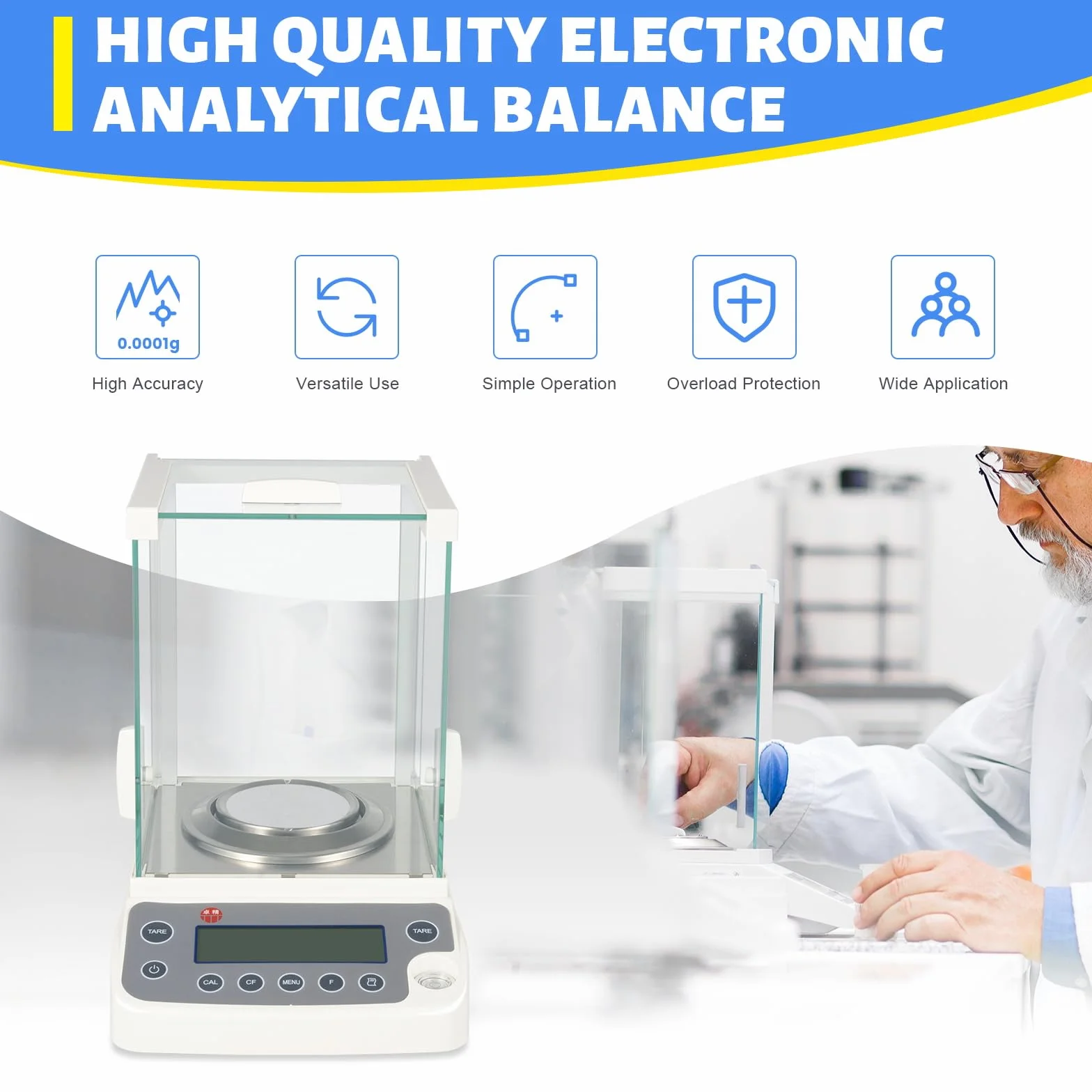 Bilancia analitica elettronica, bilancia analitica da laboratorio con precisione di 0,0001 g, bilancia scientifica da laboratorio ad alta precisione, bilancia da laboratorio digitale, bilancia anali