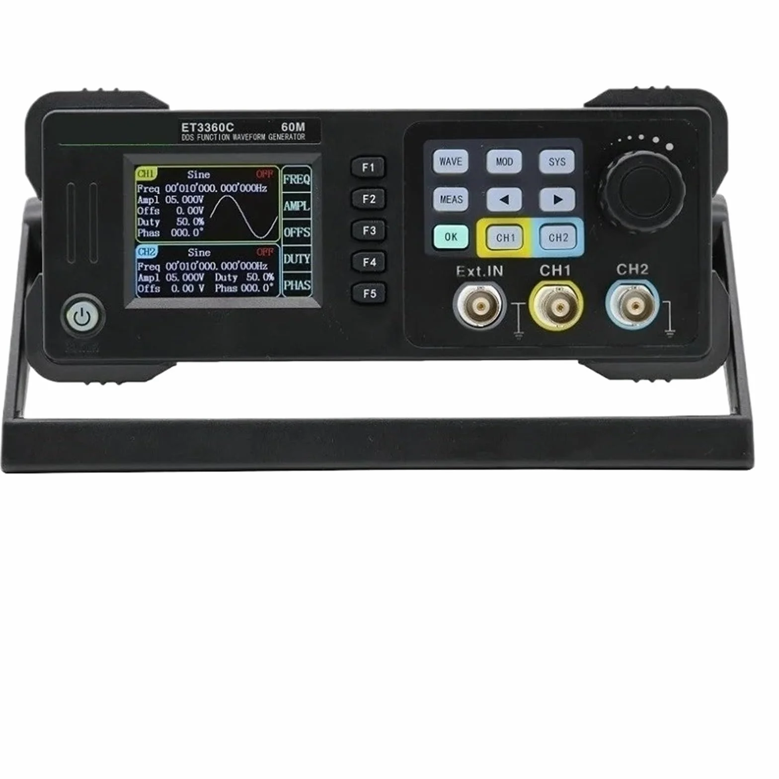Generatore di segnale funzione DDS a 2 canali da 60 MHz, 40, 20, sorgente impulsi onde arbitrarie, contatore frequenza 100 M, 200 MSa/s fai te Prove industriali(ET3320C-20MHz)