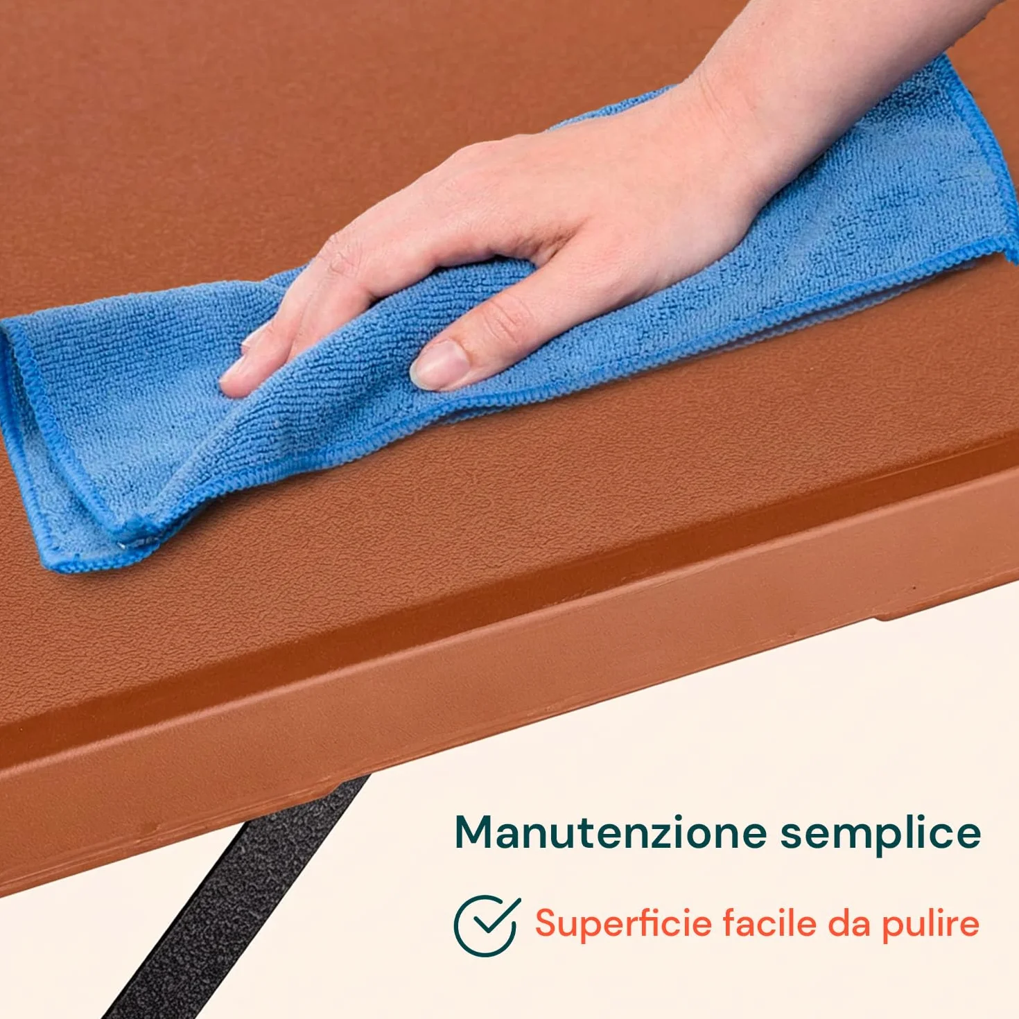 Avilia Tavolo Pieghevole da Pranzo Salvaspazio in HDPE per 6 Persone 180x70x74 cm Marrone