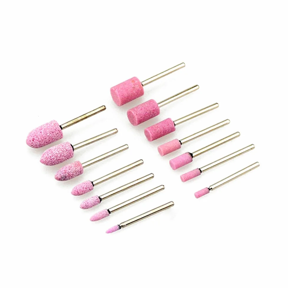 10PCS multifunzione mandrino montato Polish Grind pietra abrasiva testa per utensile rotante (cono/cilindro, 3/4/5/6/8/10/12 mm), cylinder 3mm, pink +silver, 10