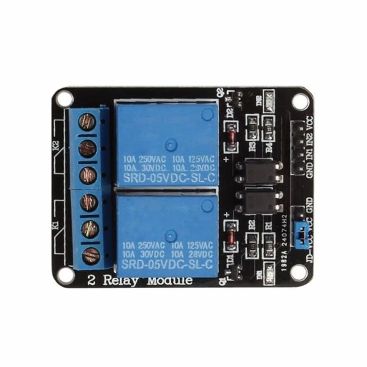 5V 10A 2-Channel Relay Module w/Optical Coupling Protection Expansion Board Compatibile con Arduino