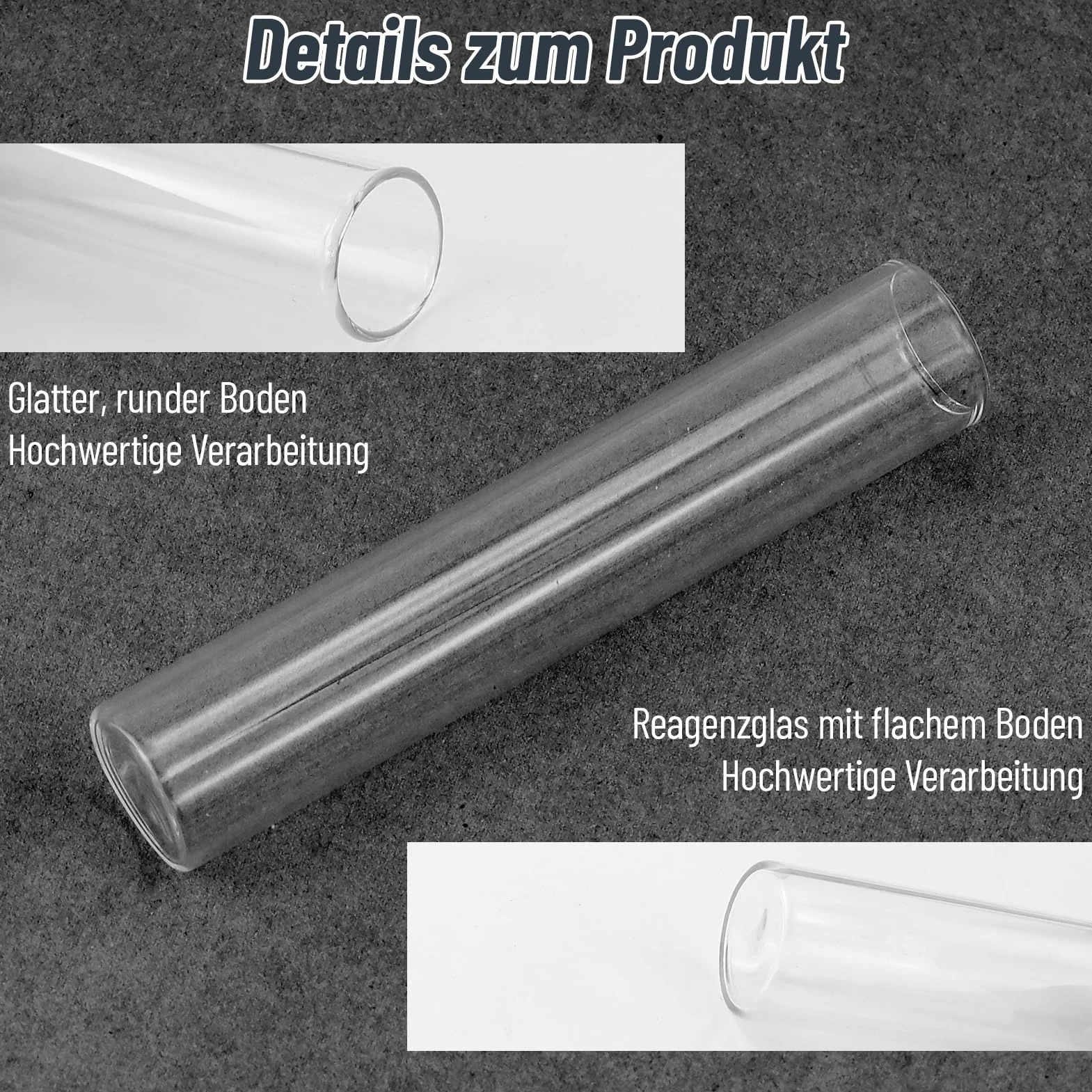 10 provette in vetro borosilicato con fondo piatto, 20 x 100 mm, con spazzola per la pulizia, maggiore stabilità della temperatura, inerzia chimica e precisione di osservazione