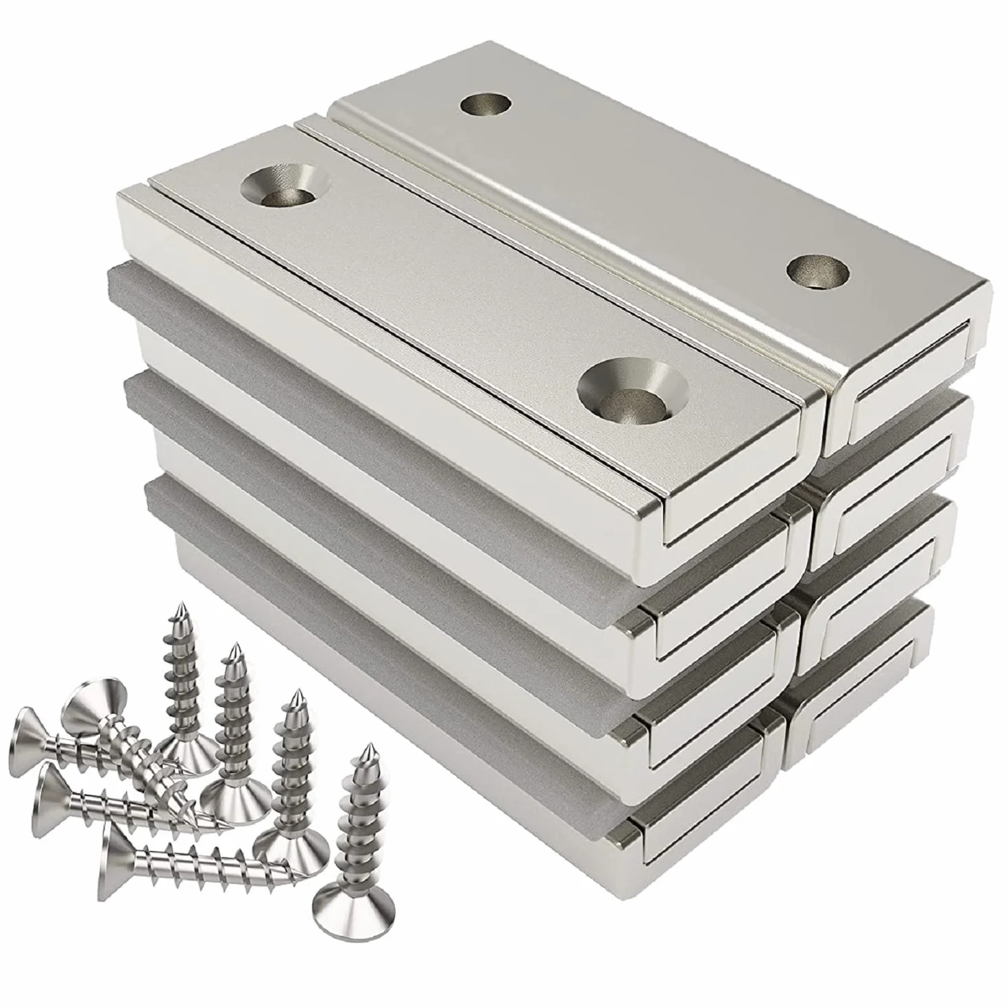 Magneti rettangolari 20 kg 40 x 13,5 x 5 mm con foro svasato e capsula per uso domestico e industriale