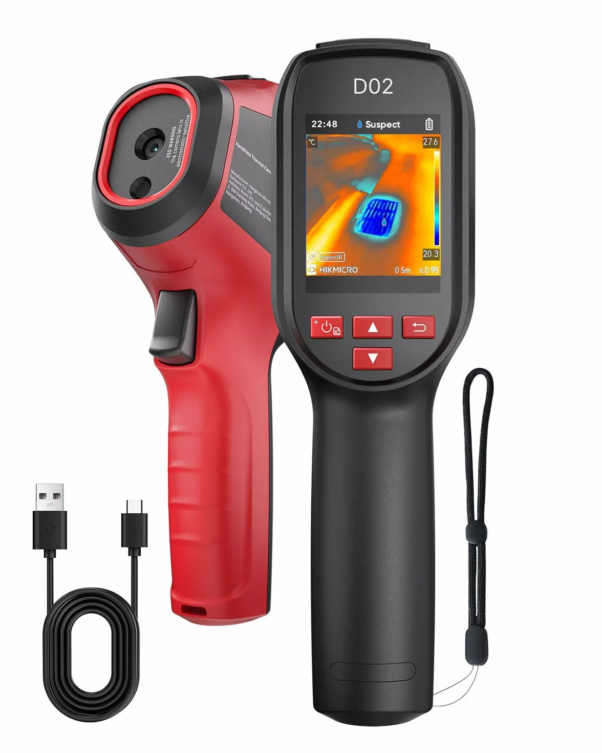 HIKMICRO D02 Telecamera Termica, Risoluzione Superiore 240x240 visibile, SuperScene, Telecamera Termica 96x96, 8 ore di autonomia della batteria, Registrazione video