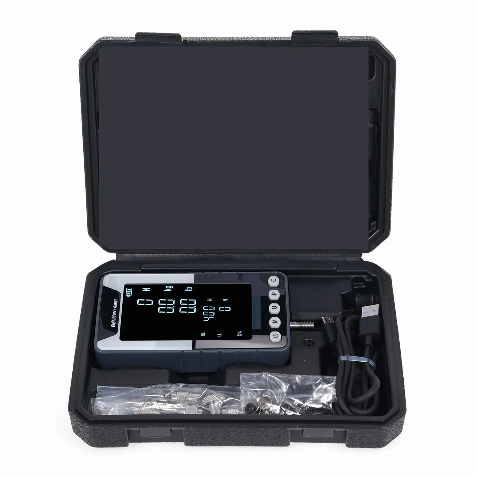 Misuratore Di Forza Digitale 1000N.m Misuratore Di Spinta E Trazione Dinamometro Portatile Con 3 Unità N/LB/Kg LCD Retroilluminato Automatico Spegnimento Automatico(1000N.m)