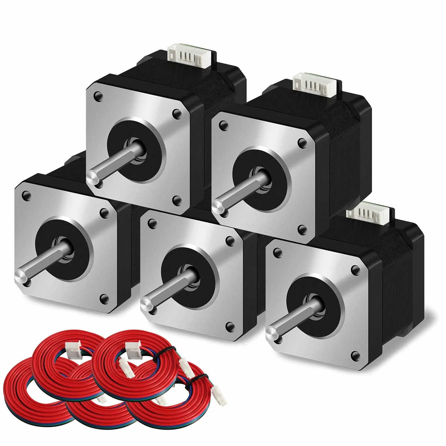 Nema 17 motore passo-passo 5PCS 42 x 38 mm 1.5A-3.8V 2 fasi 4 fili 1.8 gradi con 39 pollici cavo per Creality CR-10 10S Ender 3 stampante 3D/CNC estrusore e asse Y
