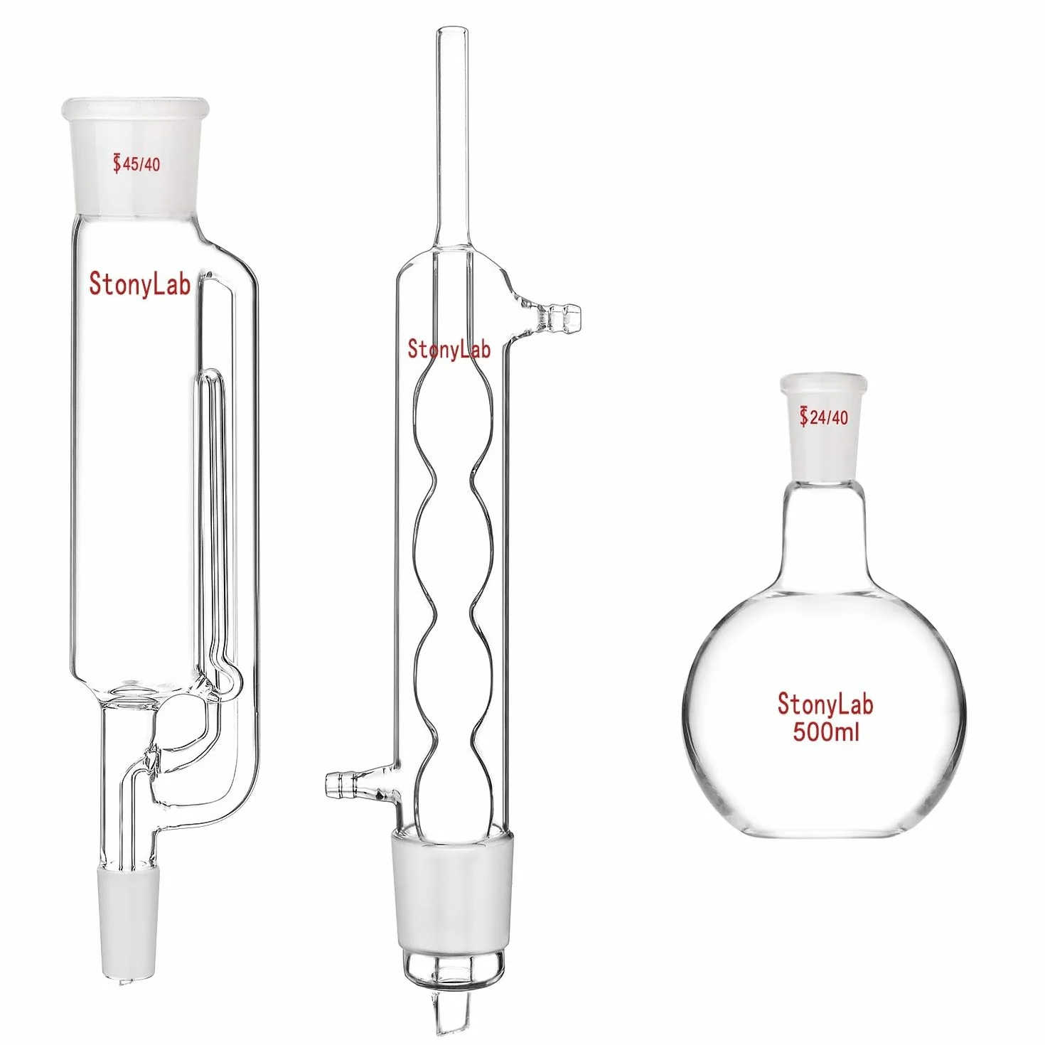 Estrattore Soxhlet a Sfera con condensatore, estrattore e pallone in vetro da 500 ml