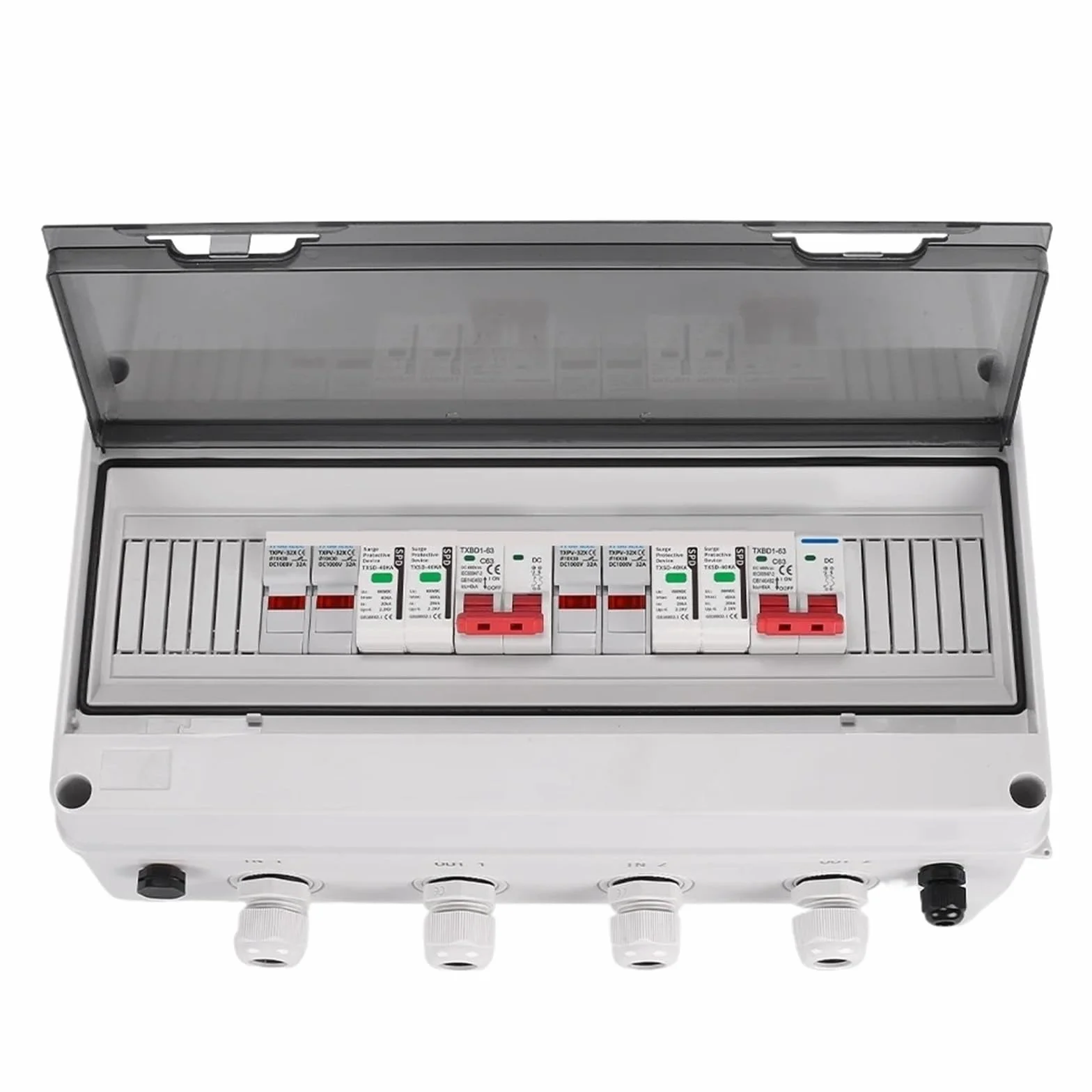 Solare fotovoltaico PV Combiner Box 2 Input 2 Out 2 String Protezione da sovratensione DC 600 V Fusibile MCB SPD Scatola Impermeabile IP65