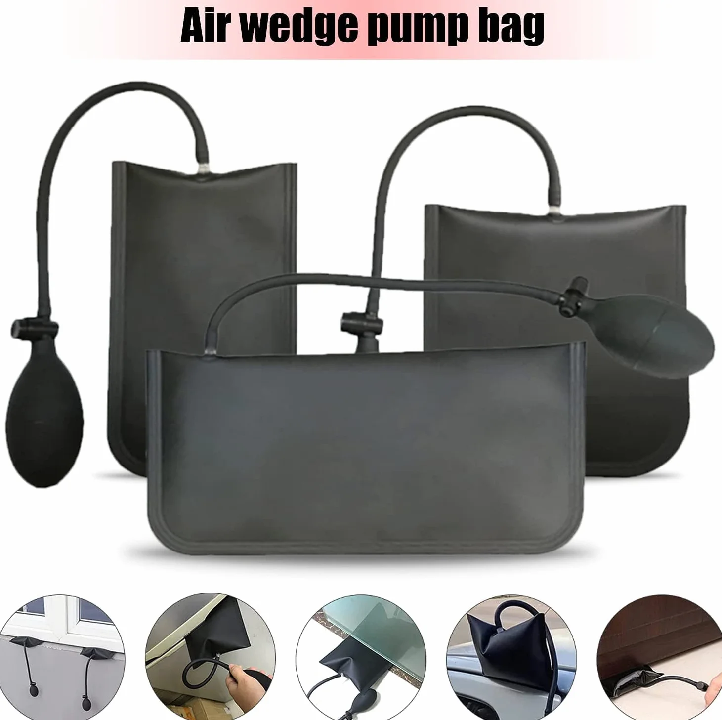 Cuneo di aria Sacchetto di Pompa, Professionale di Livellamento 3 Pacchetto Forte Cuneo di Aria Sacchetto di Kit, auto porta e finestra di installazione (3 PCS Sacchetti di aria)