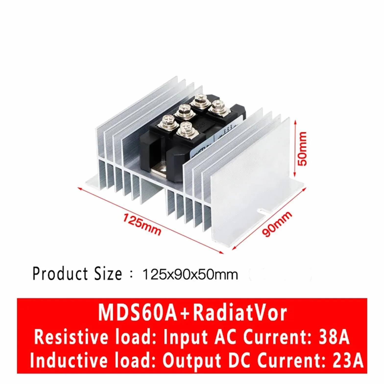 1 pz 100A Raddrizzatore a Ponte MDS 60A 150A 200A 1600 V Modulo Diodo a Onda Intera Raddrizzatore Trifase con Dissipatore di Calore in Alluminio(200A)