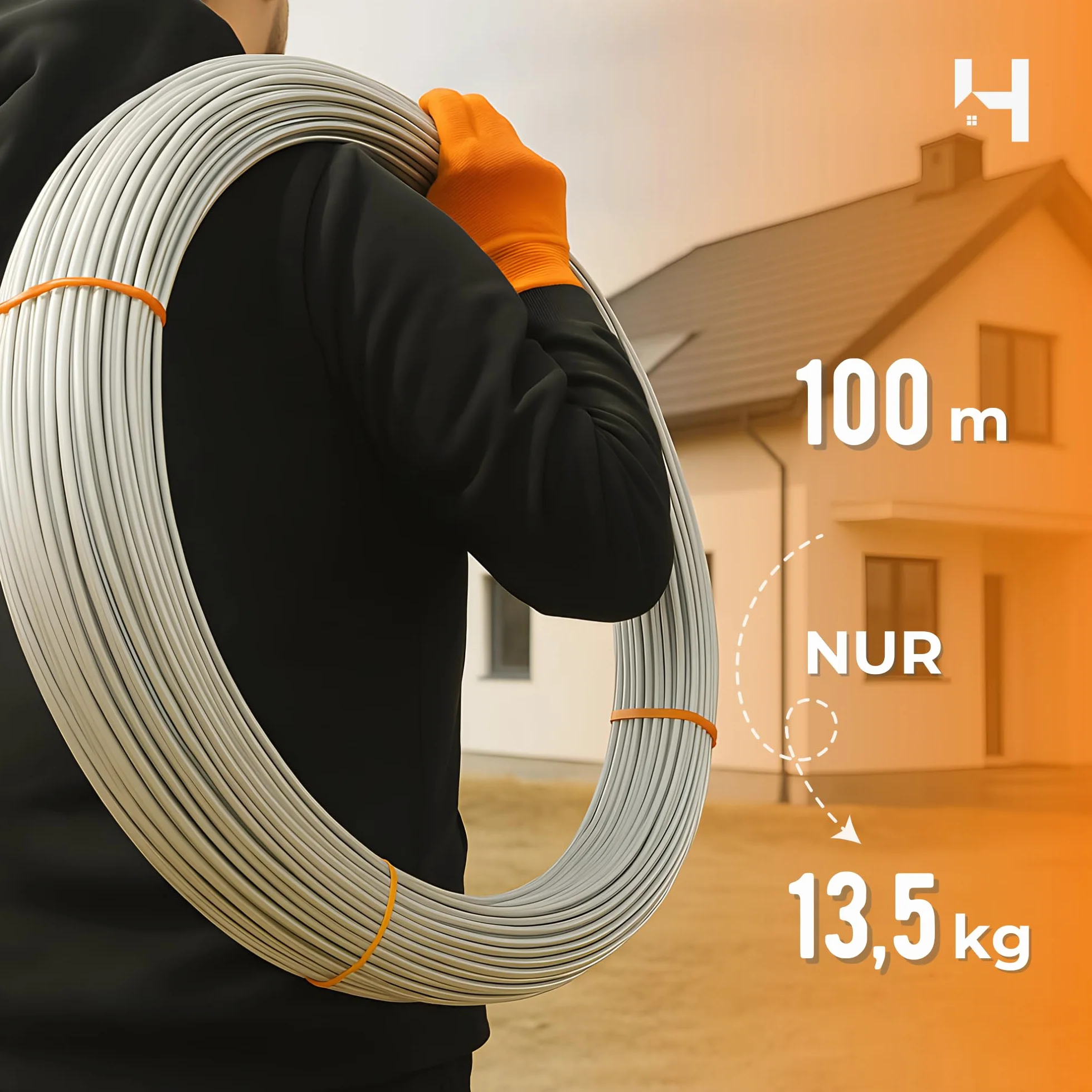HausHeld® 100 metri di filo rotondo in alluminio fi 8 mm I filo di terra I protezione dai fulmini AlMgSi – al metro I leggero e flessibile