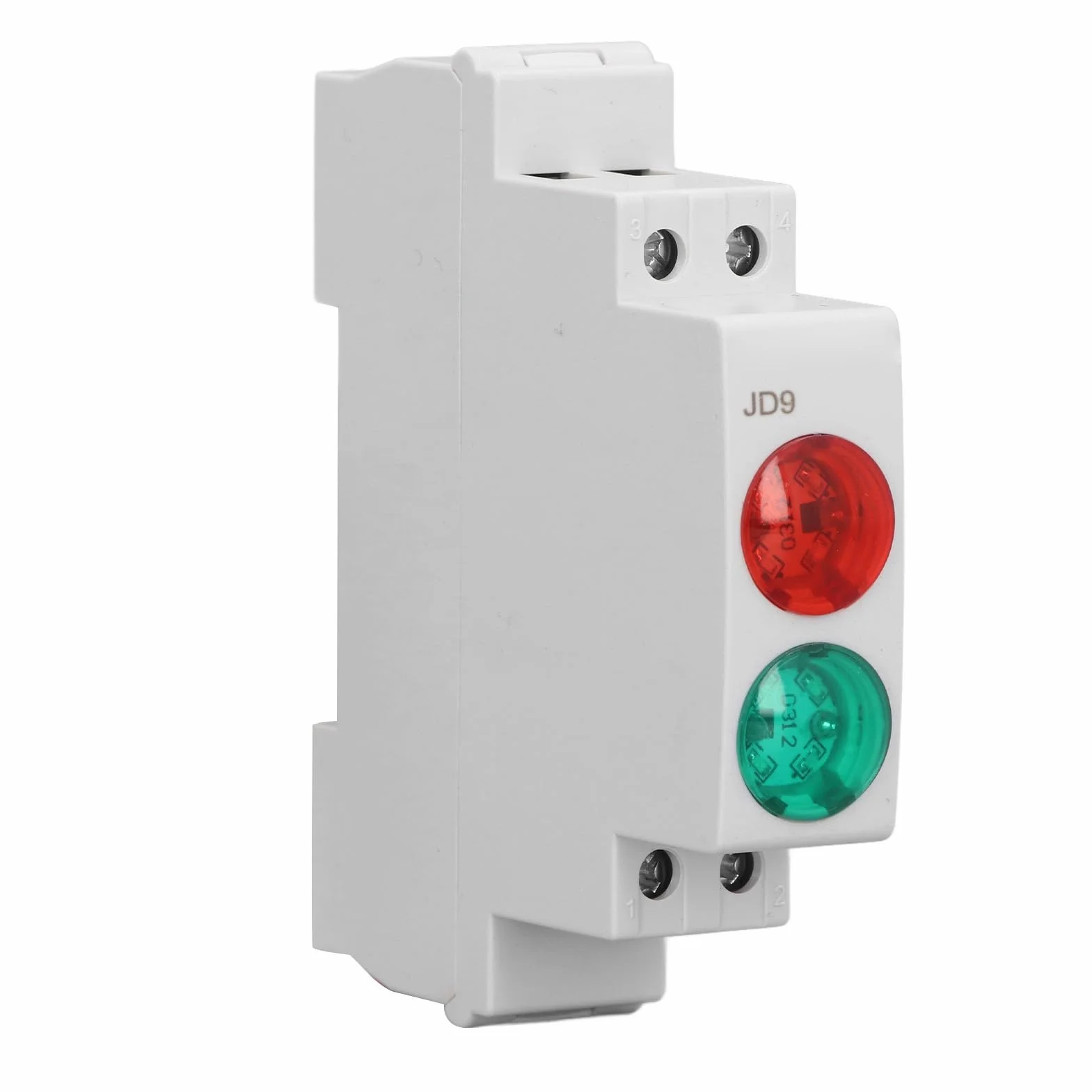 Lampada di Segnalazione LED 230V CA/CC Doppio Rosso Verde per Guida DIN, Montaggio su Guida