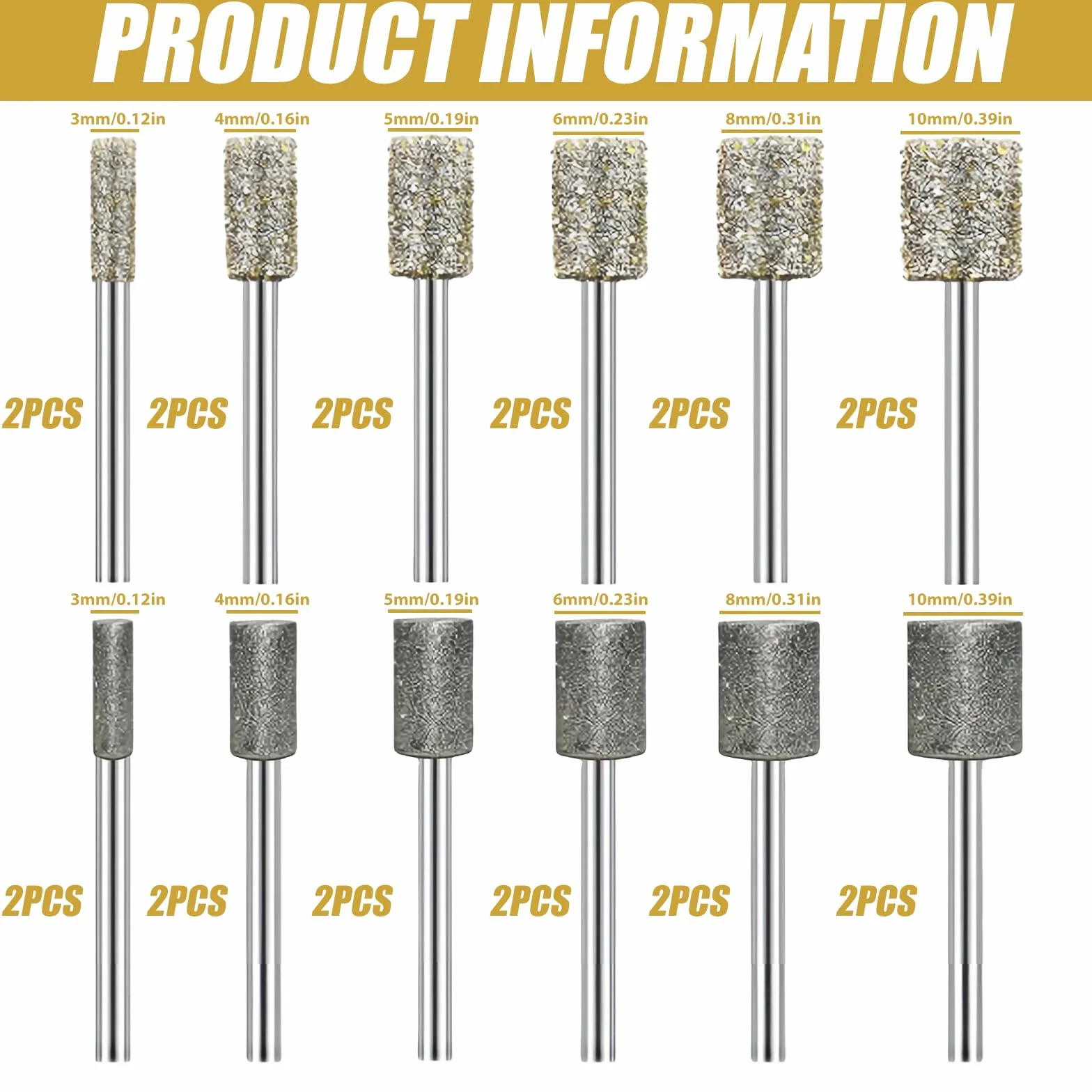 24 penne diamantate per fresatura diamantata, con fusto da 3 mm, diamantate per intaglio, levigatura, lucidatura, incisione