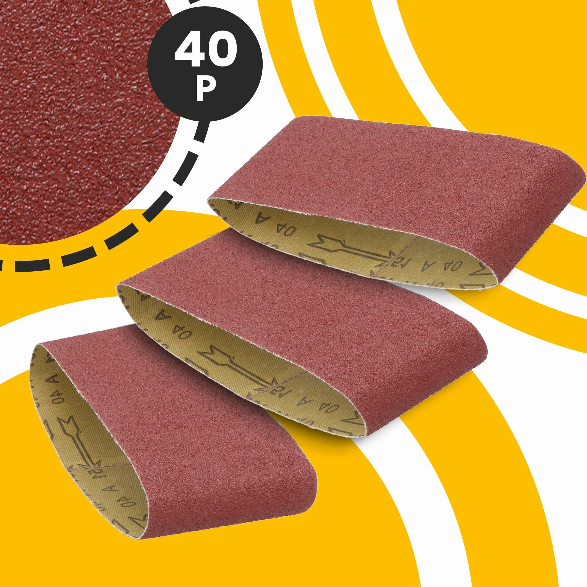 5x Nastro Abrasivo 75x533 mm P40 Levigatrice Macchina Cinghia Tessuto Carteggiatura Affilatura Sbavatura Rimozione Ruggine Legno Metallo Plastica Robusto Lunga Durata