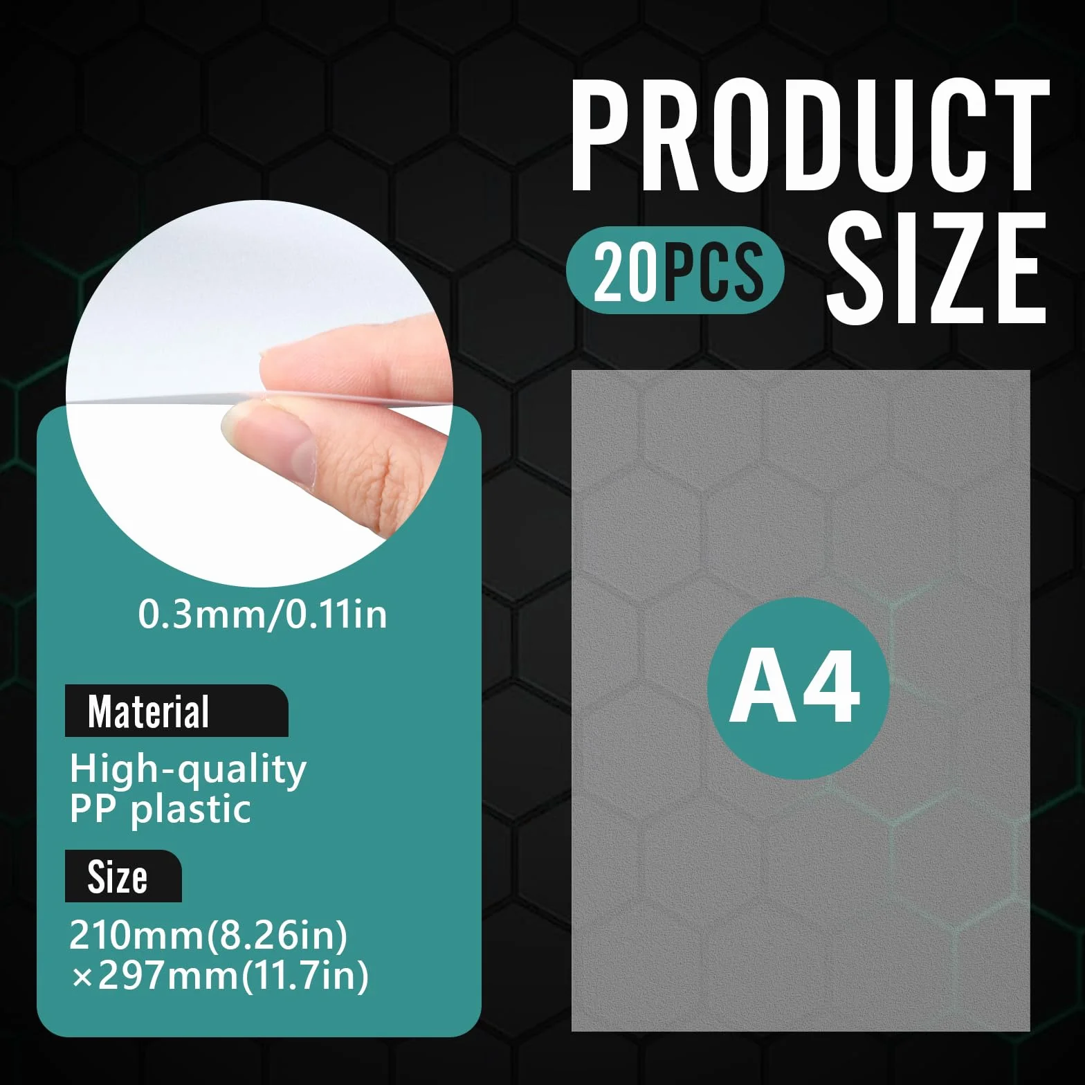 20 pezzi di lastre in PP semitrasparenti opache da 0,3 mm, 21 x 29,7 cm, lastre in plastica A4, lastre in PP, per modellismo, decorazione della casa, bricolage, architettura, progetti fai da te