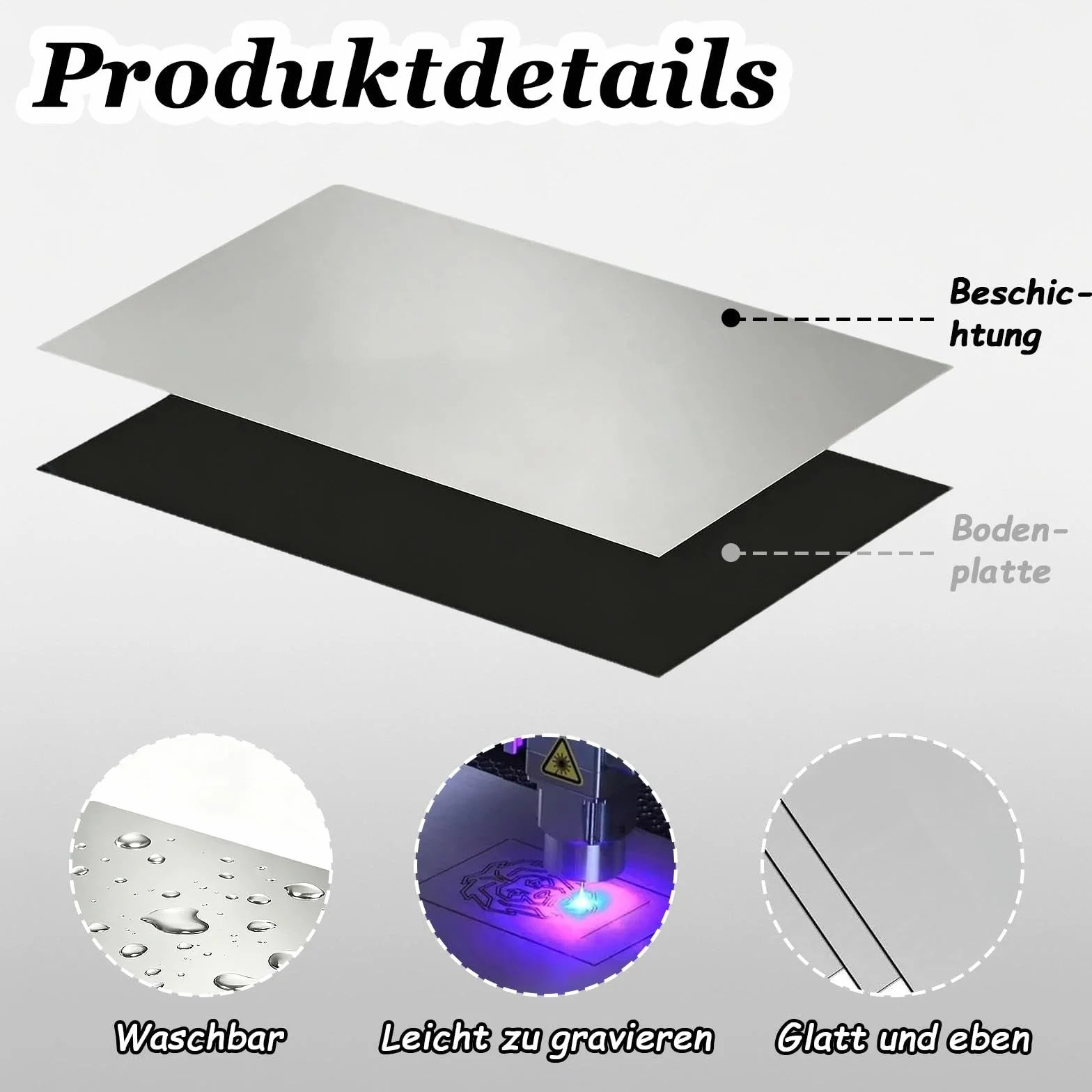 Targhetta per incisione laser, 30 x 20 cm, 4 pannelli in plastica ABS, piastra in plastica per incisione, colore nero su argento specchio, piastra vuota incisa al laser, per targhetta