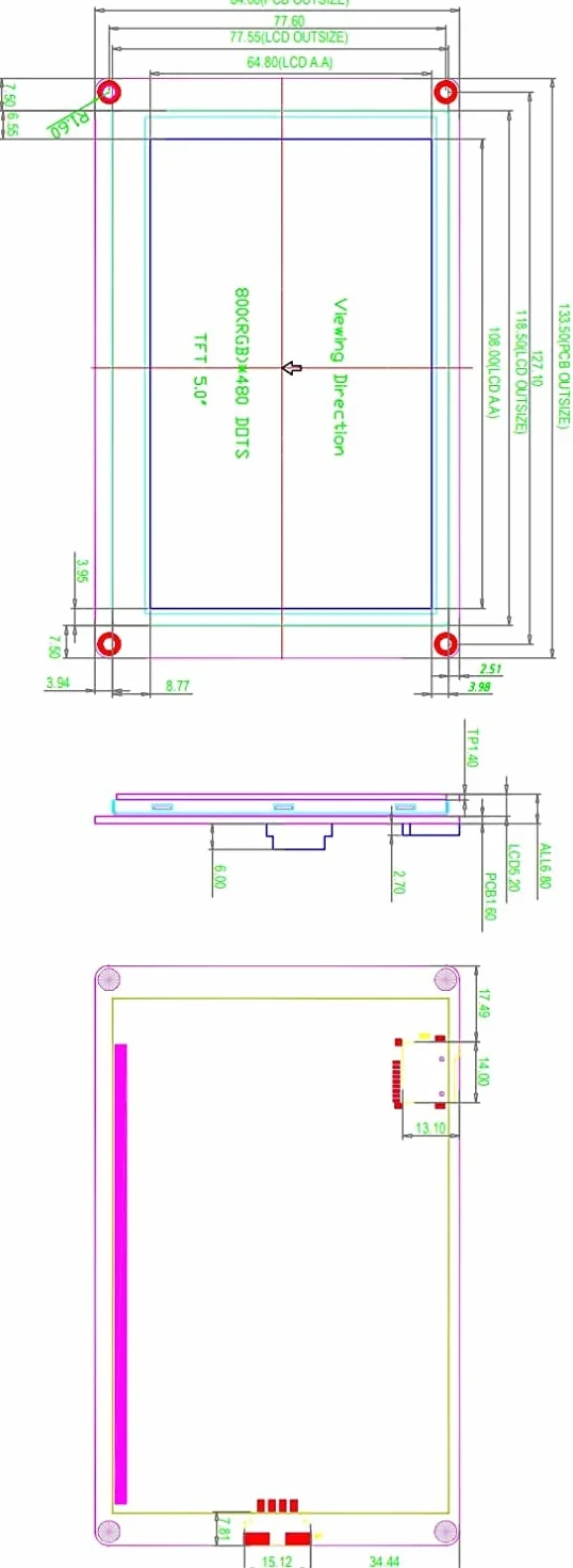 Inglese Nextion Enhanced 5.0 ''HMI USART UART Seriale TFT Touch Display Modulo Schermo Pannello per Arduino Raspberry Pi ESP8266 (NX3224K050)