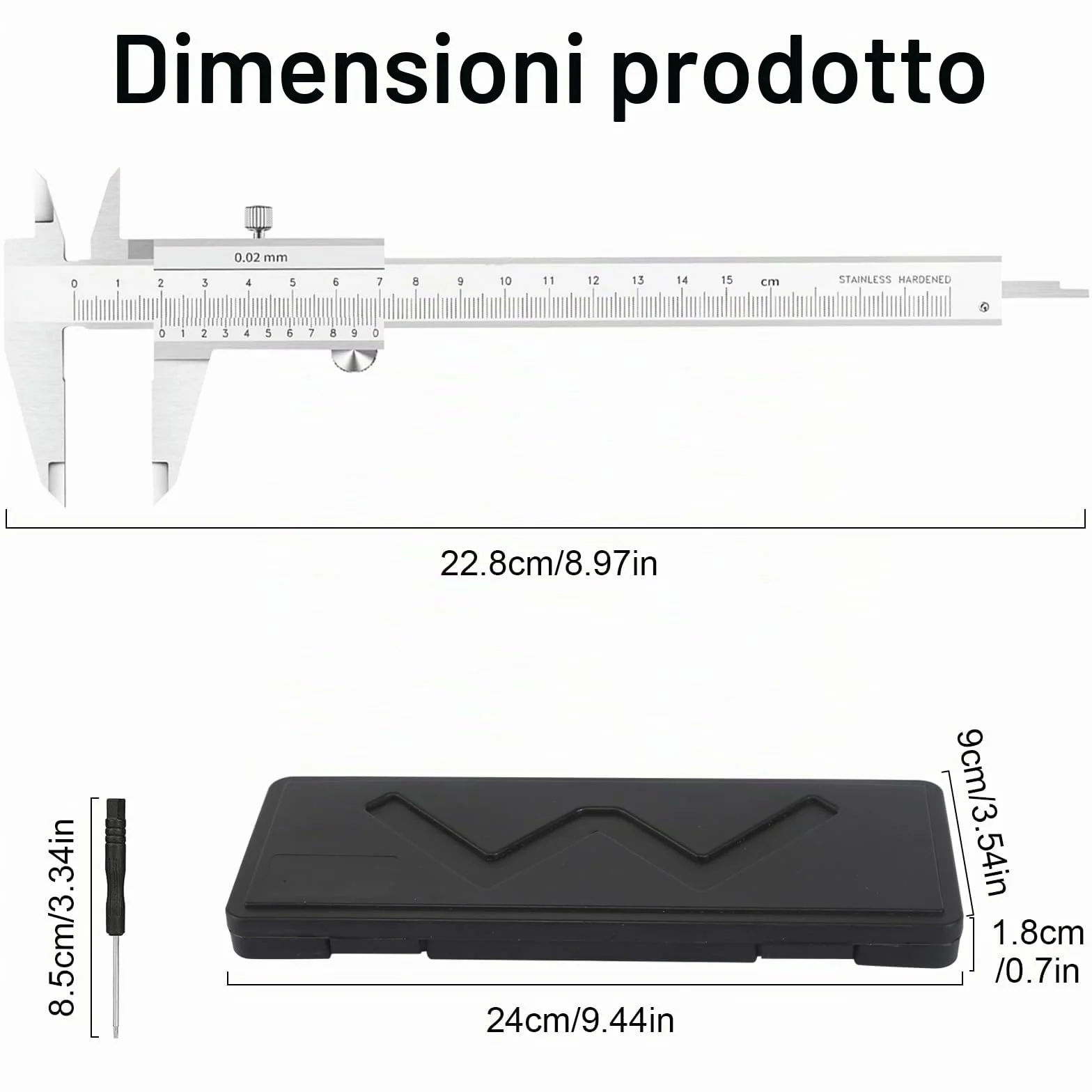 Calibro a Corsoio, 150mm Calibro in Acciaio Inox, Calibro Di Precisione Strumenti Di Misurazione Calibro Analogico per Misurzione Esterna Interna Profondità Argento