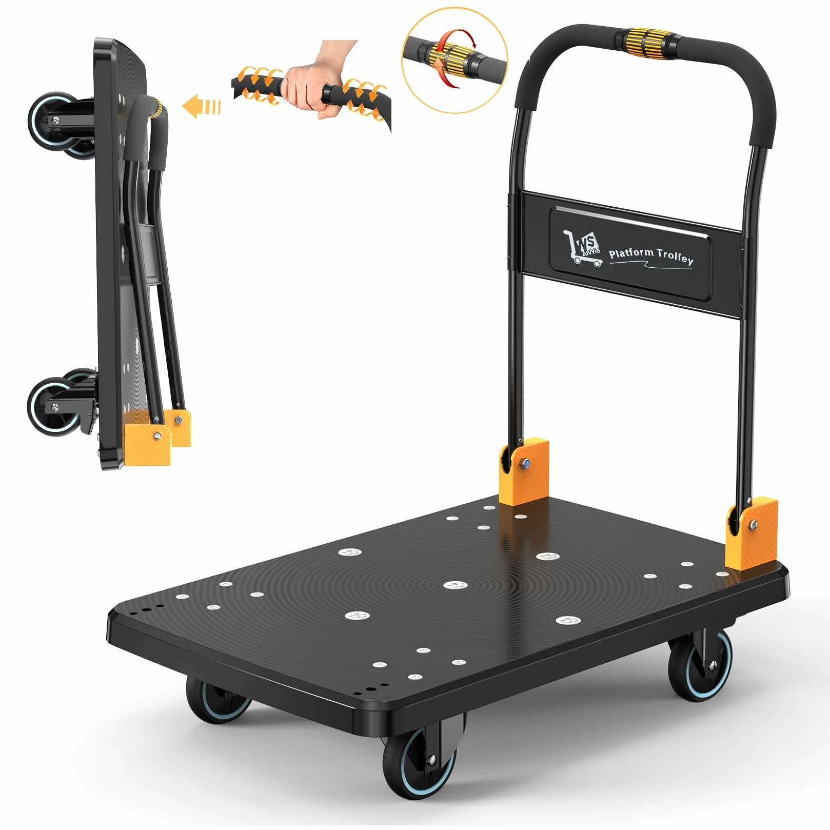 N&S Juvyig - Carrello pieghevole con una sola mano, pieghevole 200 kg