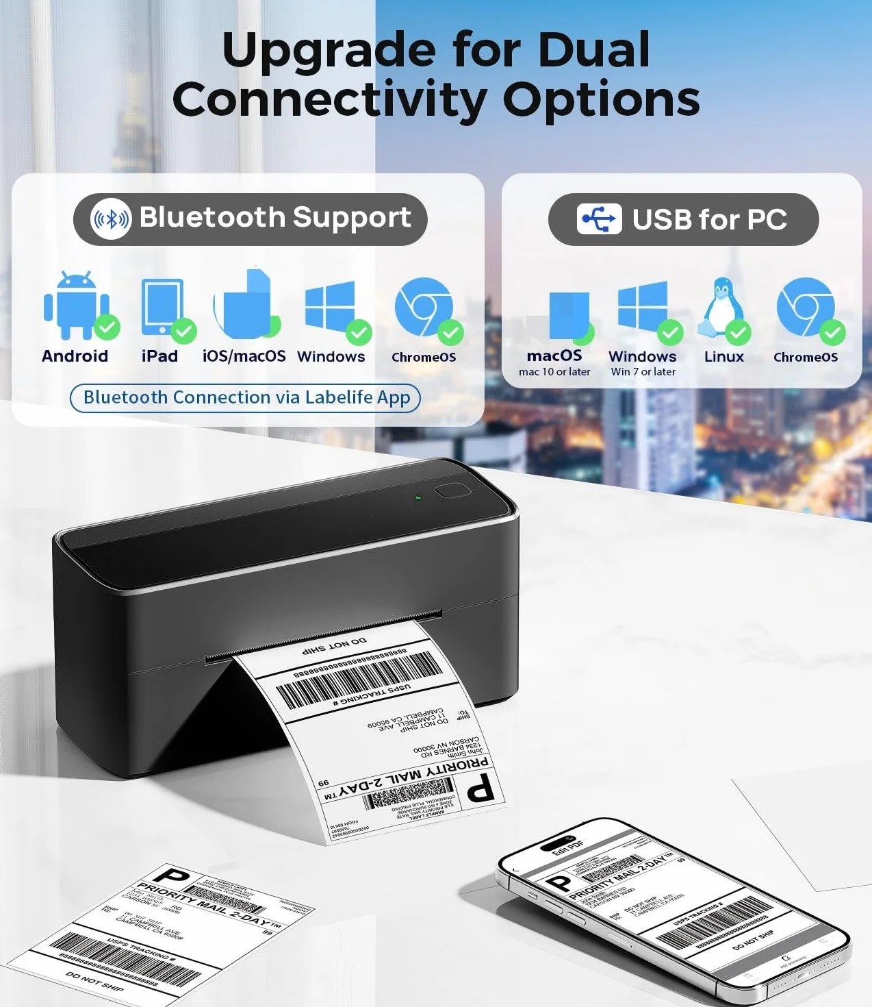 Phomemo Stampante per etichette Bluetooth, stampante termica DHL 4 x 6, etichettatrice Bluetooth Label Printer per codice a barre, Amazon, Etsy, Shopify, DHL, FedEx