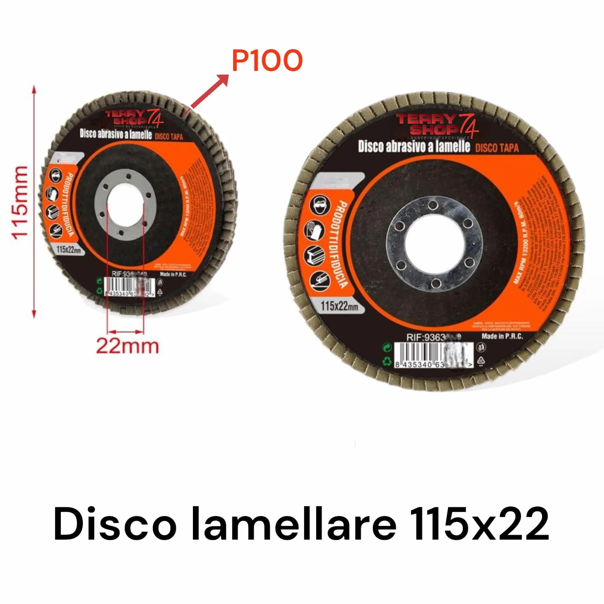 Terryshop74® 3 Dischi Abrasivi Lamellari Grana P100 Ø115 mm per Smerigliatrice Angolare – Disco 115x22 mm per Ferro, Legno e Marmo