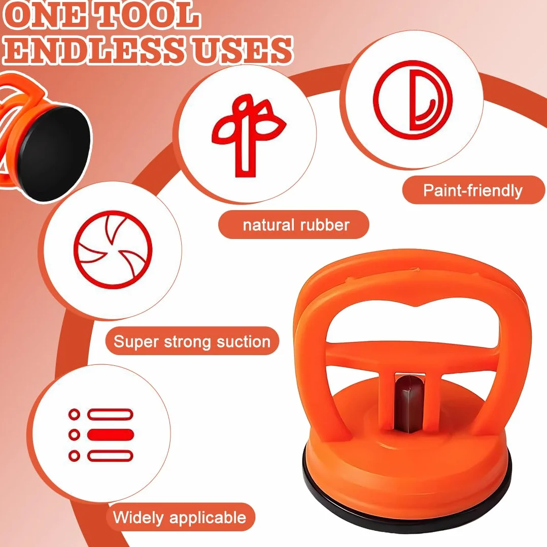 Ventosa Per Carrozzeria Auto 2 Pezzi, Kit Riparazione Ammaccature Con Ventosa Forte Arancione, Estrattore Per Rimuovere Ammaccature Rapidamente Misura Standard