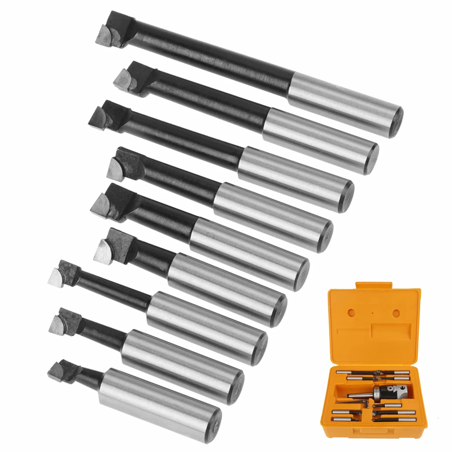 Generic Set di Teste per Alesatura MT2 M10 F1-12 con 9 Barre di Alesatura da 12 Mm, Kit di Strumenti Durevoli per Fresatrice, Adatto per Alesatrice a Coordinate