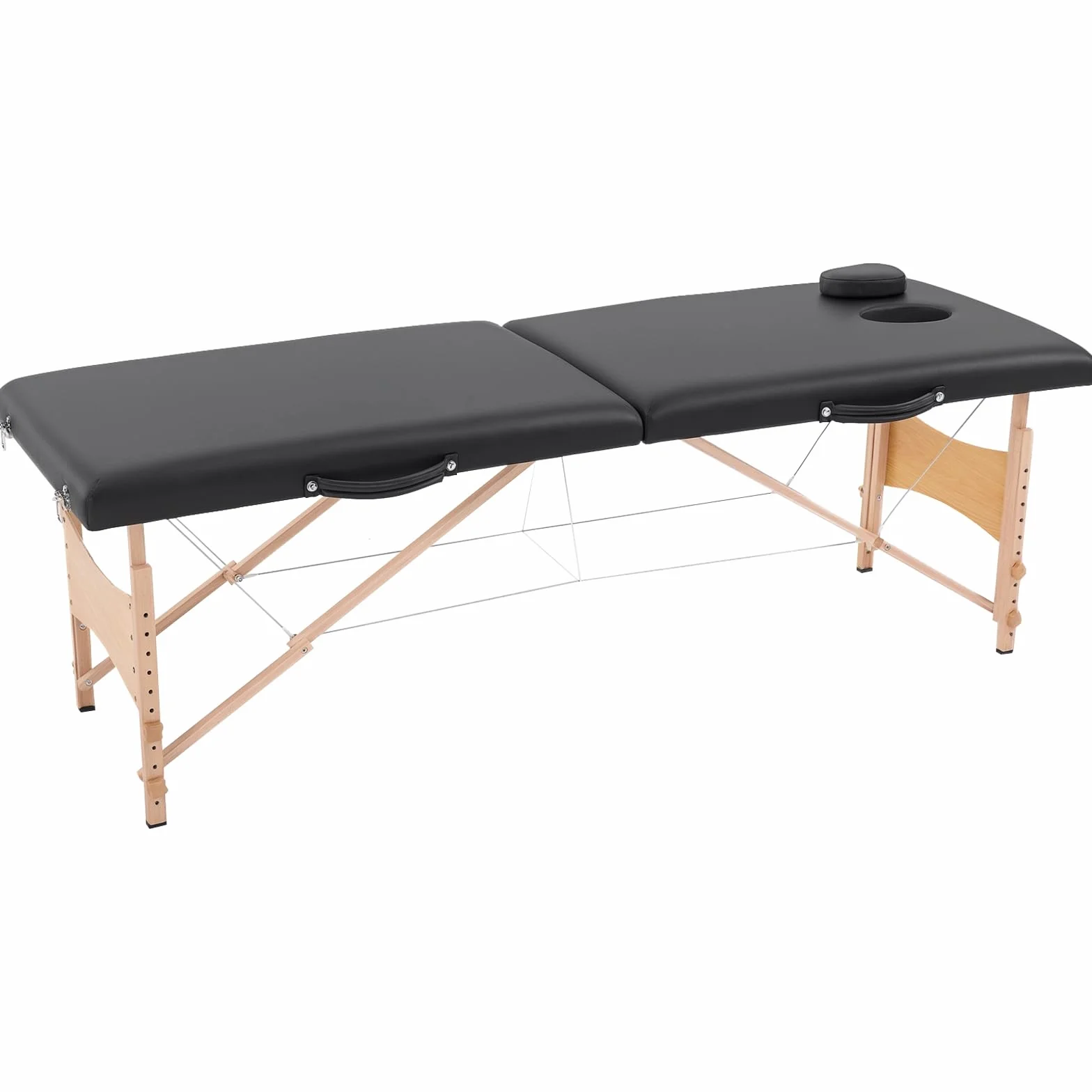HOMCOM Lettino Massaggio Portatile ad Altezza Regolabile, Lettino da Massaggio con Borsa, Maniglia e Cuscino Rimovibile, 186x60x58-81 cm, Nero